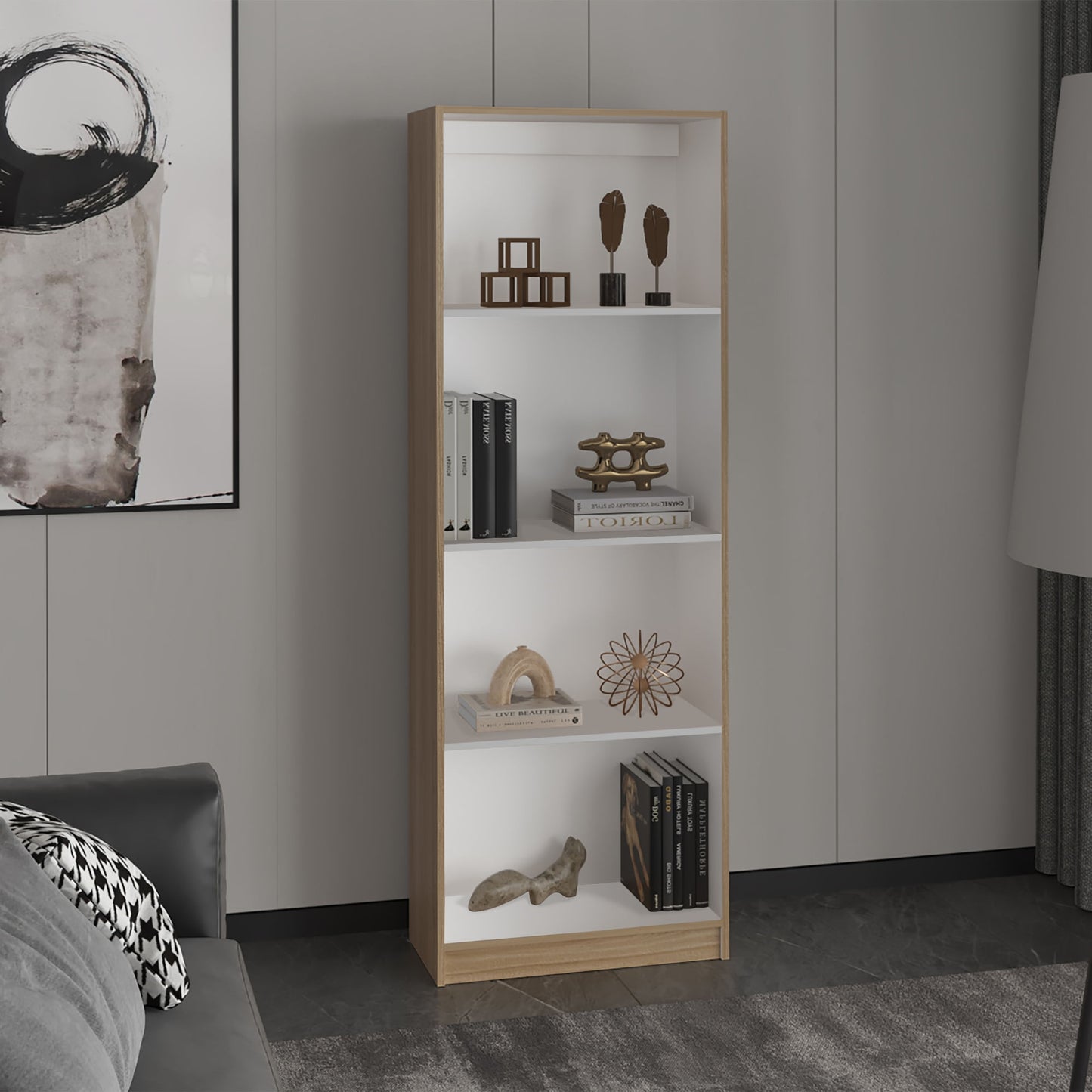 Estante Home E1 180X62X29 Rta Fresno Eu Blanco