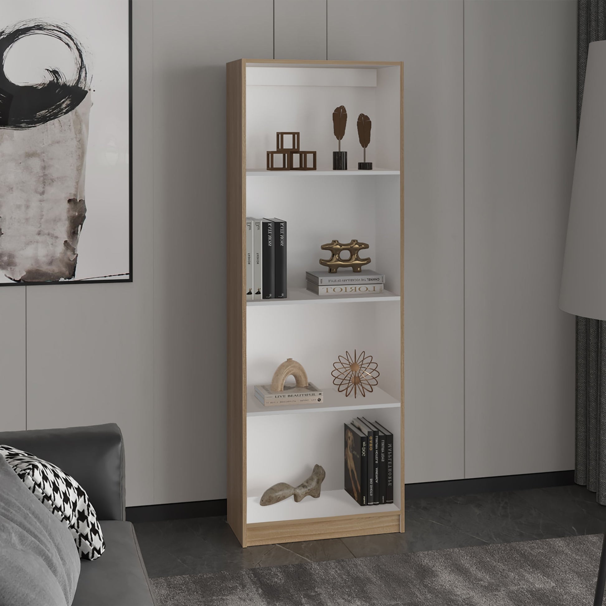Estante Home E1 180X62X29 Rta Fresno Eu Blanco