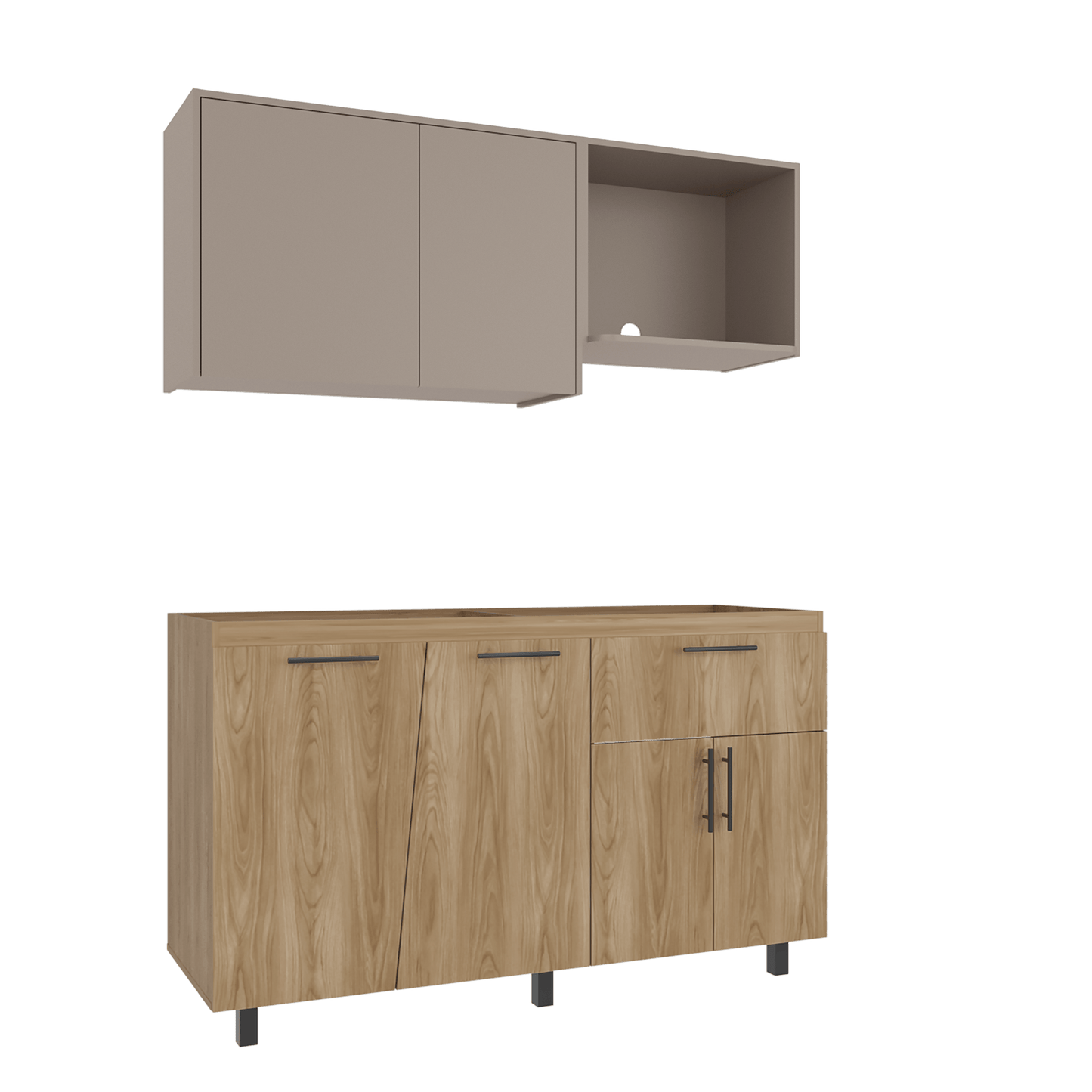 Cocina Emilia Para Mesón Izquierdo 210X150X51 Rta Fresno Eu Taupe