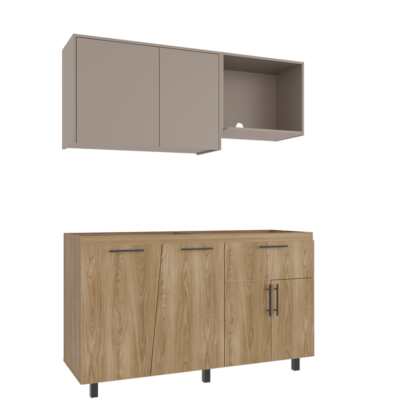 Cocina Emilia Para Mesón Izquierdo 210X150X51 Rta Fresno Eu Taupe