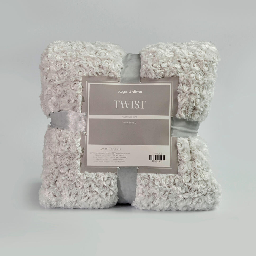 Cobija Twist 250 Gramos Doble Faz Gris X Ovejero Azul