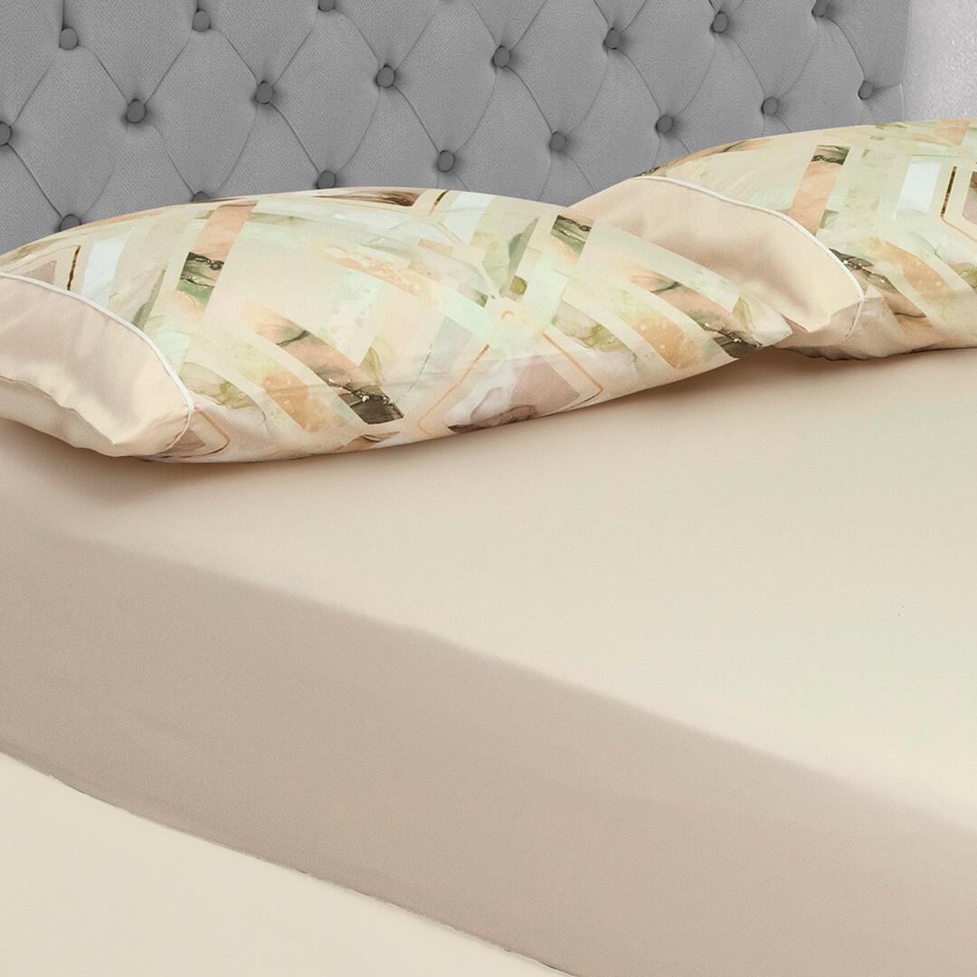 Sabana Ajustable Linea Barcelona Fondo Beige, Fundas Estampados Suave