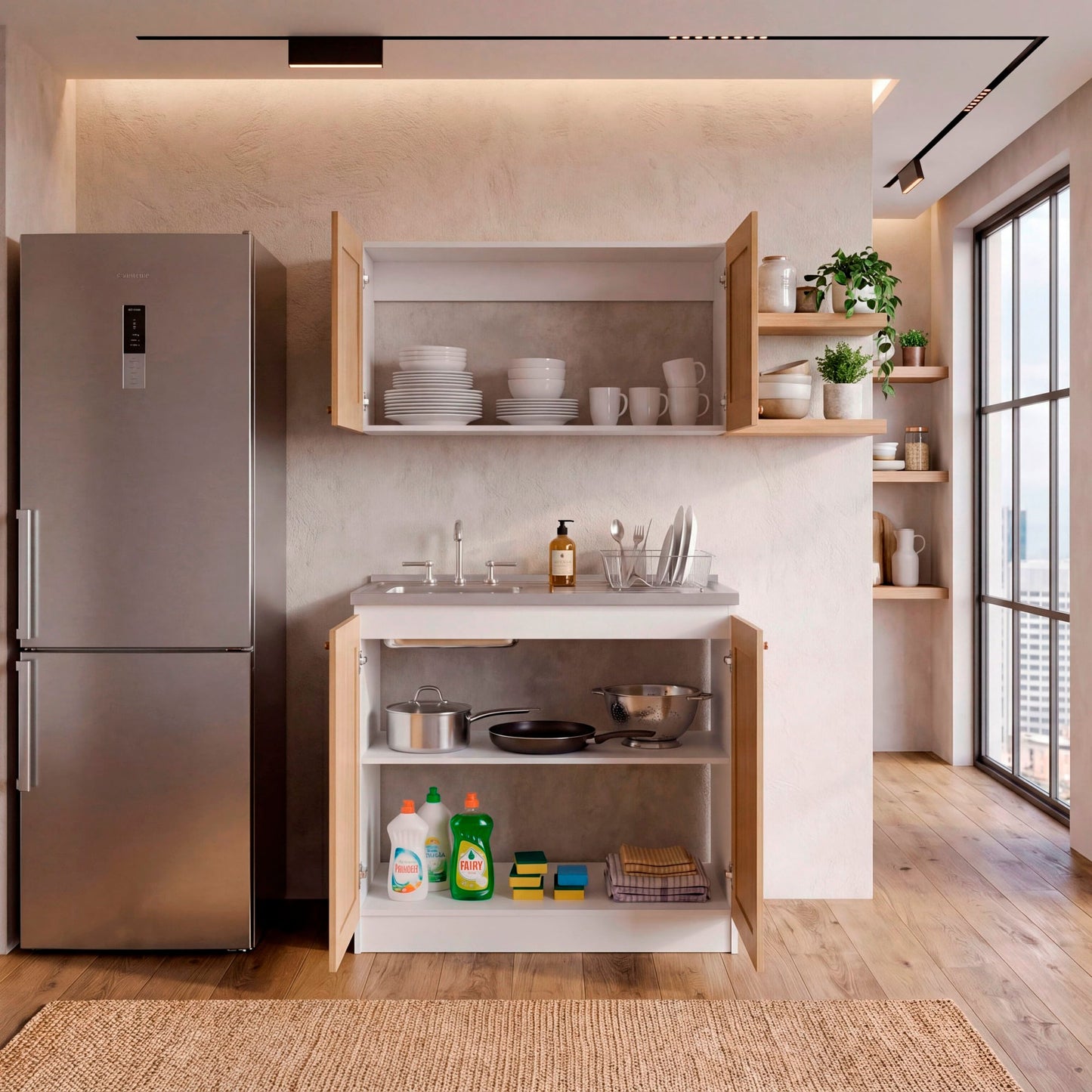Cocina Zurich 49X100X32 Rta Blanco Fresno Zf