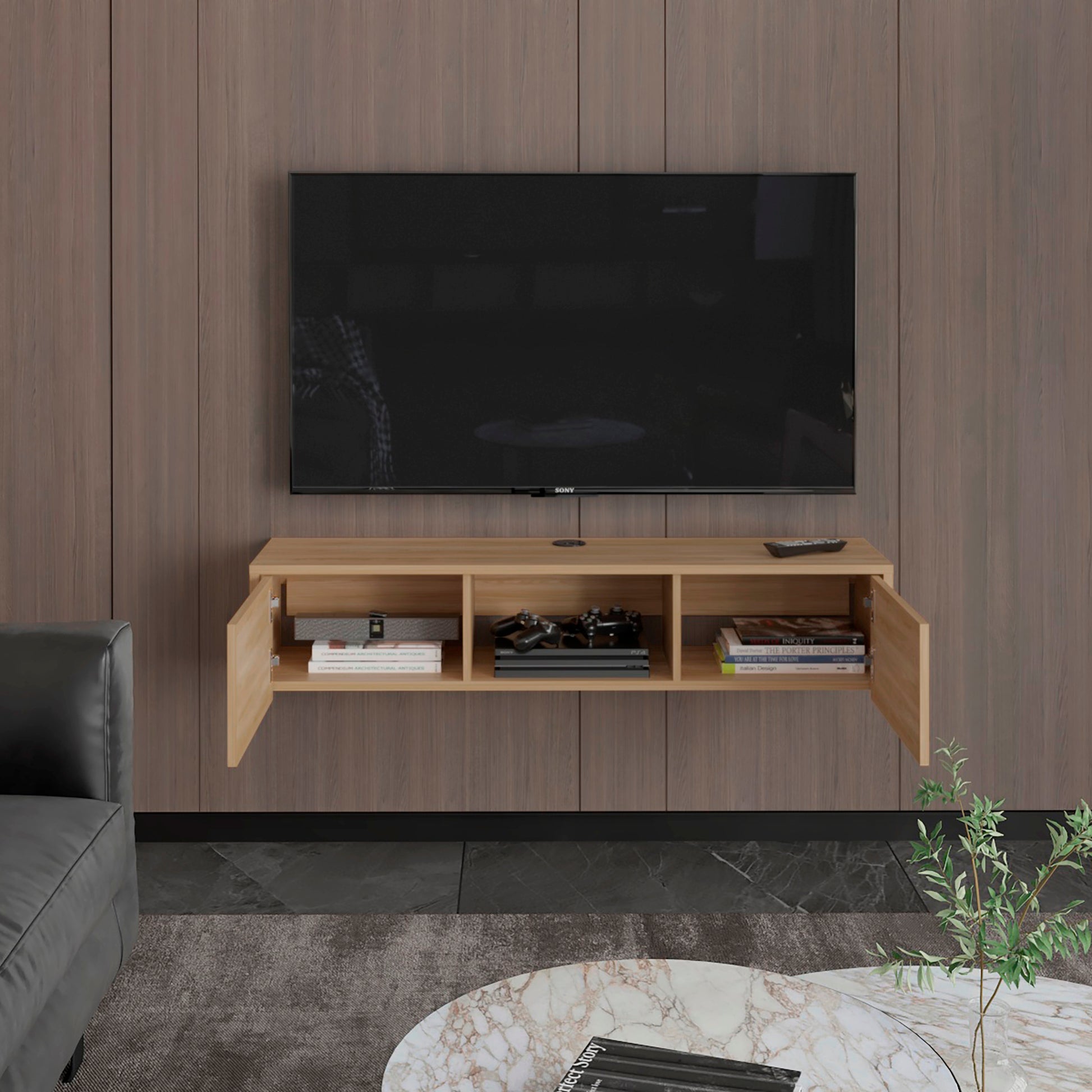 Repisa De Tv Glen Multifuncional 26X125X29 Rta Fresno Europeo
