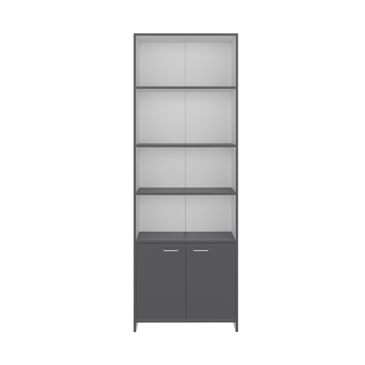Biblioteca Lisa 180 Con Puertas 180X63X26 Rta Plomo Blanco Zf N/A