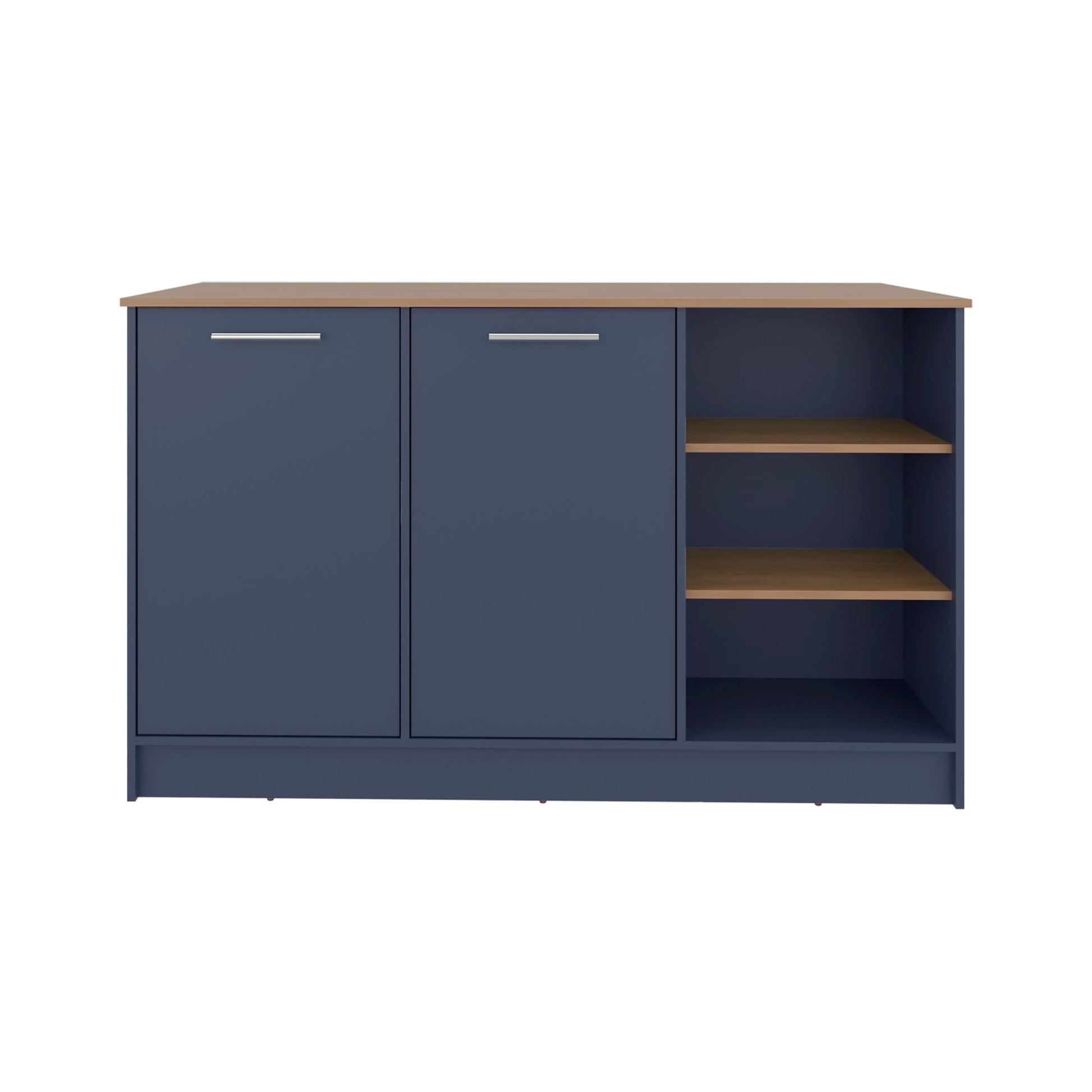 Isla De Cocina Ginger 90X150X67 Rta Azul Fresno Zf