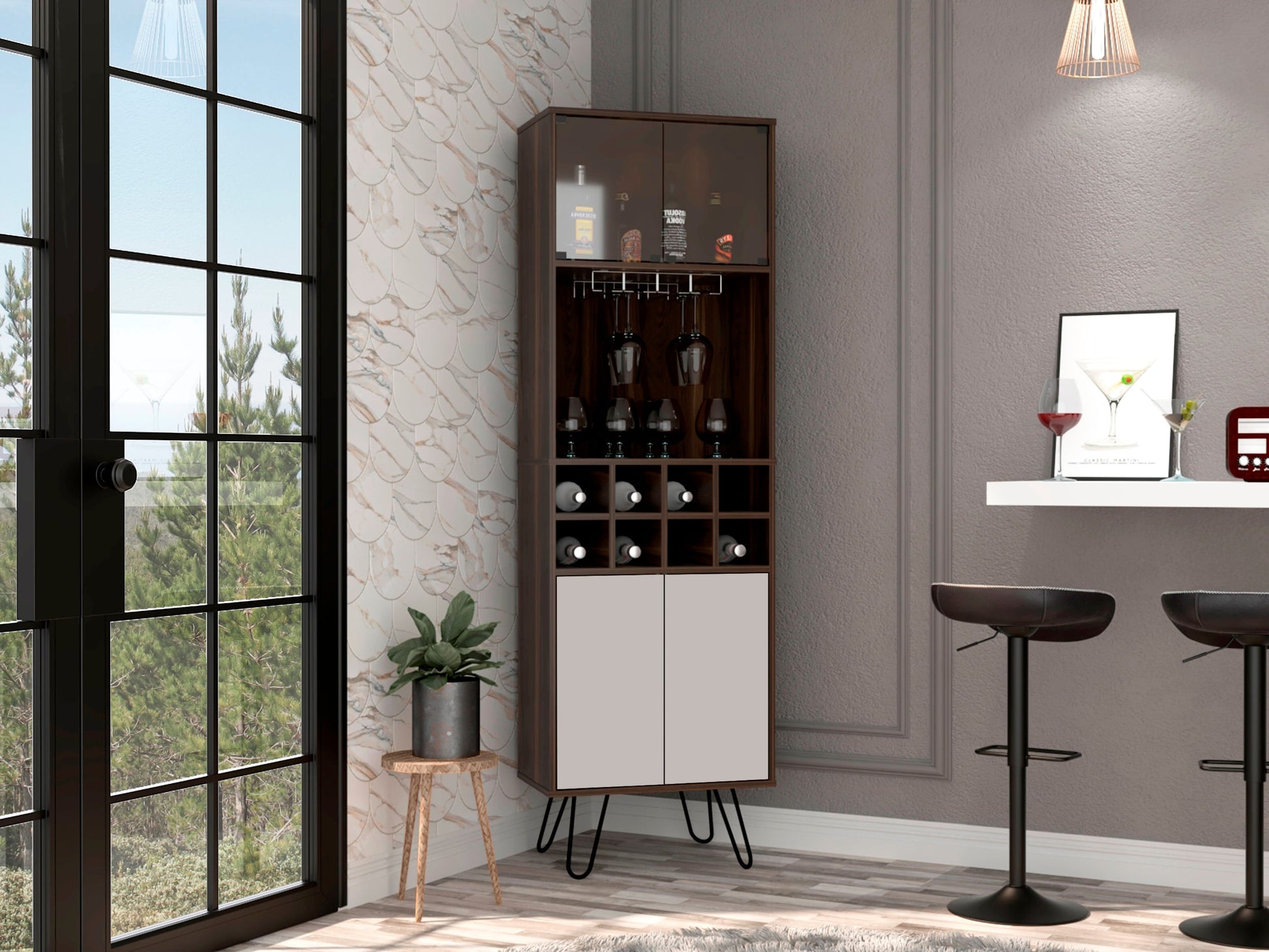 Bar Esquinero Vassel 180 X 56 Rta Nogal Blanco