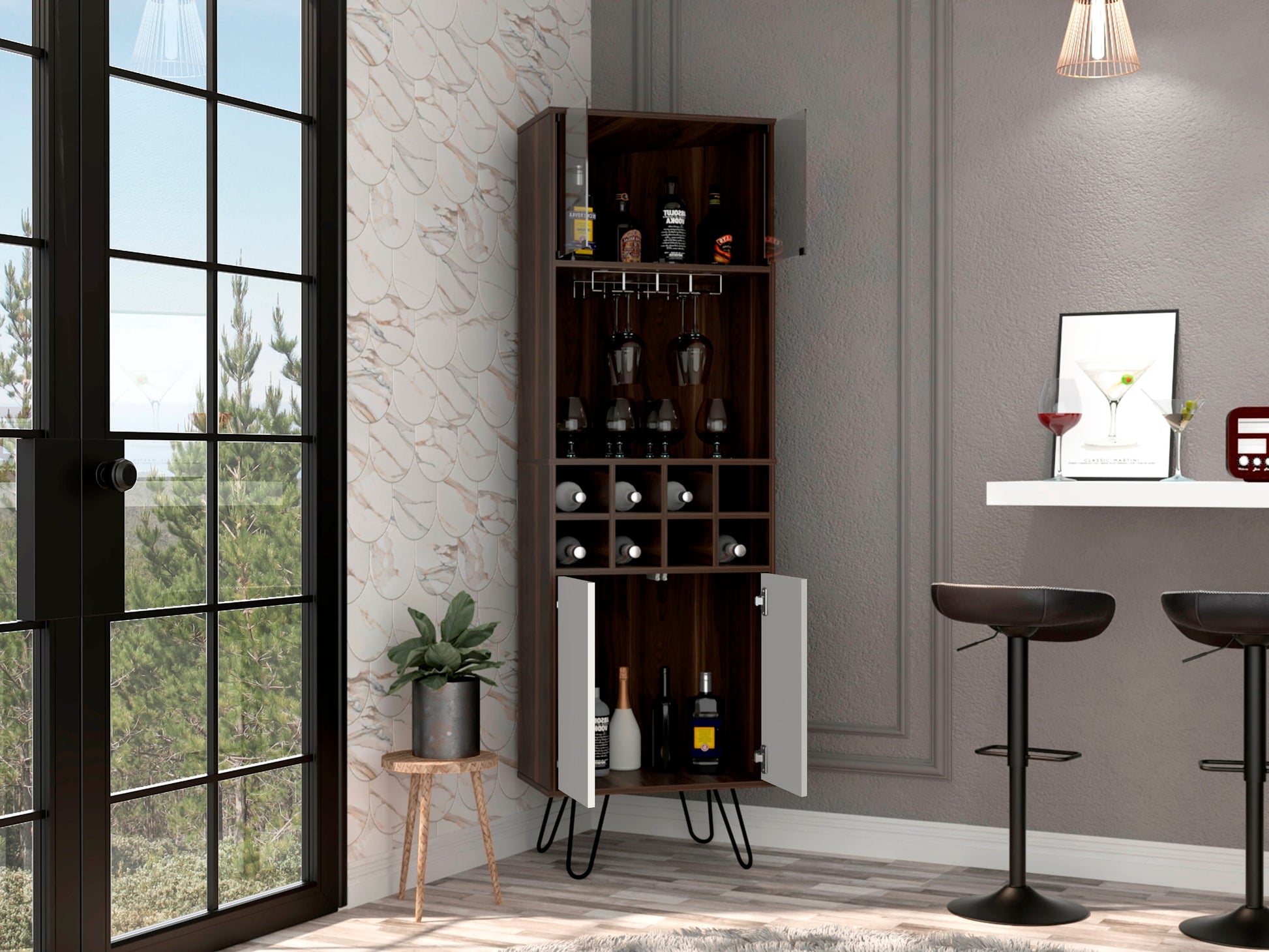 Bar Esquinero Vassel 180 X 56 Rta Nogal Blanco