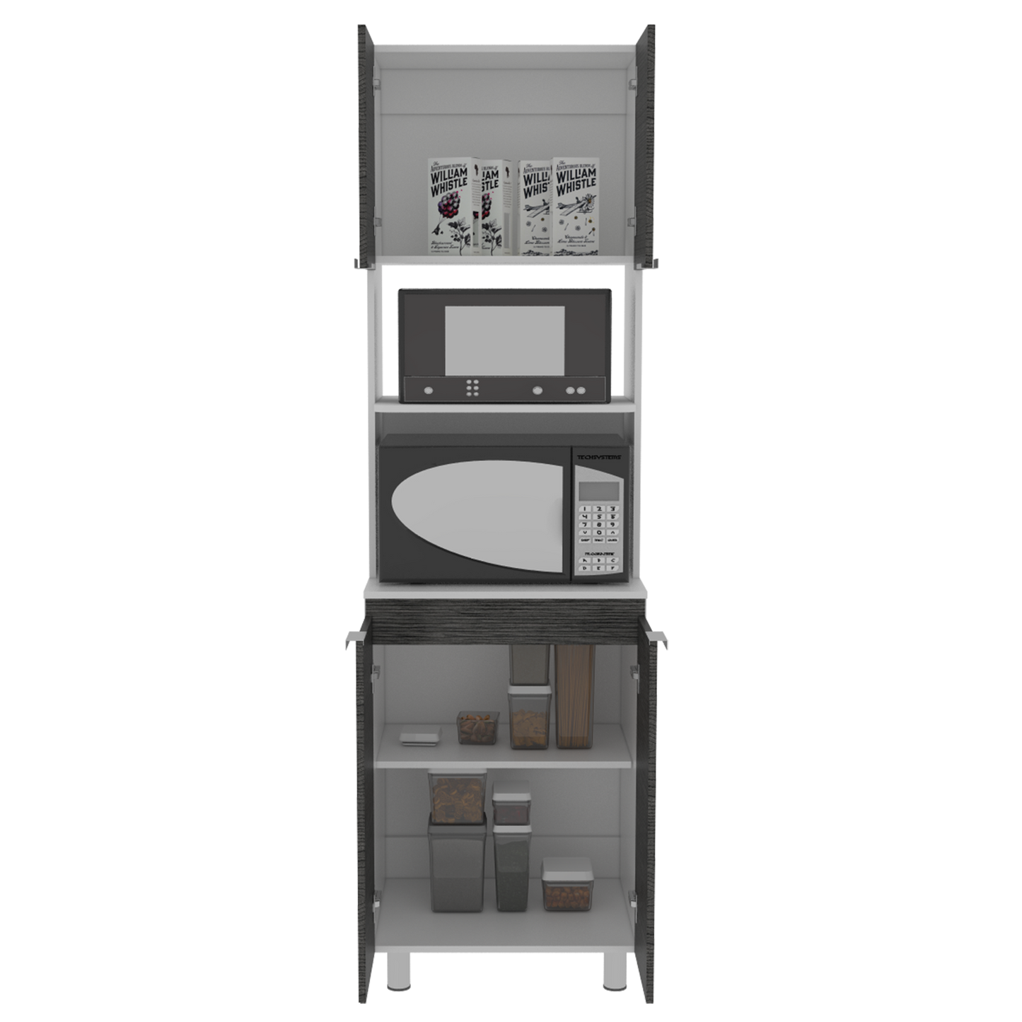 Mueble Microondas Fendi Rta Blanco + Roble Gris