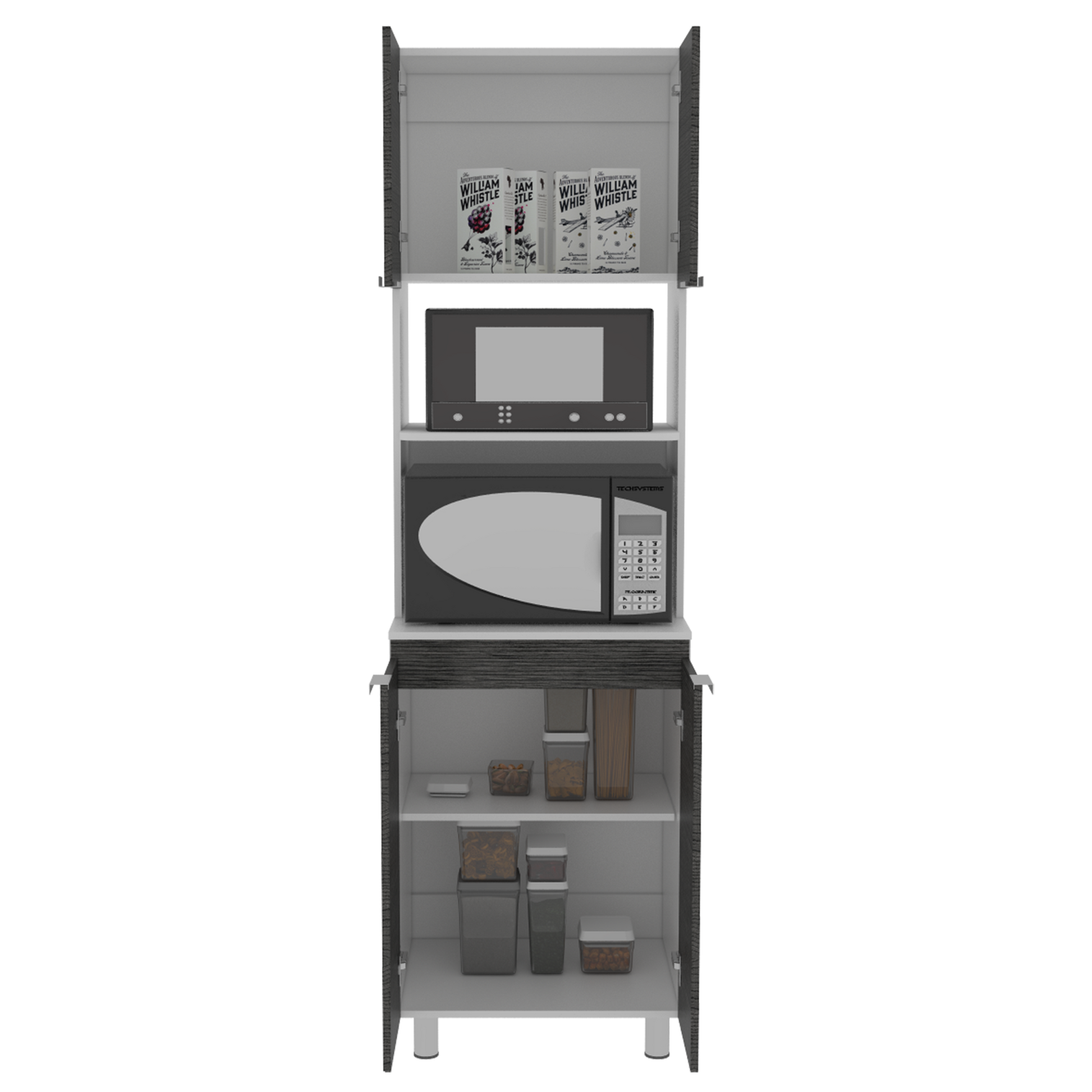 Mueble Microondas Fendi Rta Blanco + Roble Gris