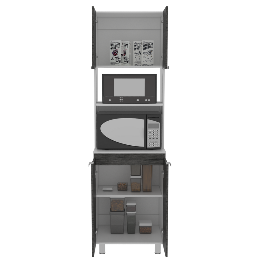 Mueble Microondas Fendi Rta Blanco + Roble Gris