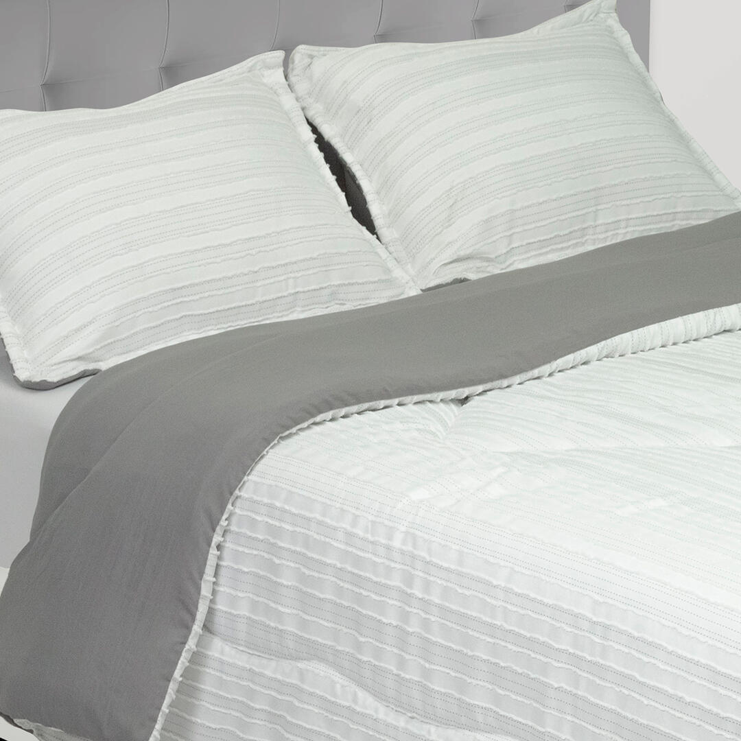 Cubrelecho Acolchado Gales Gris Oscuro Y Blanco