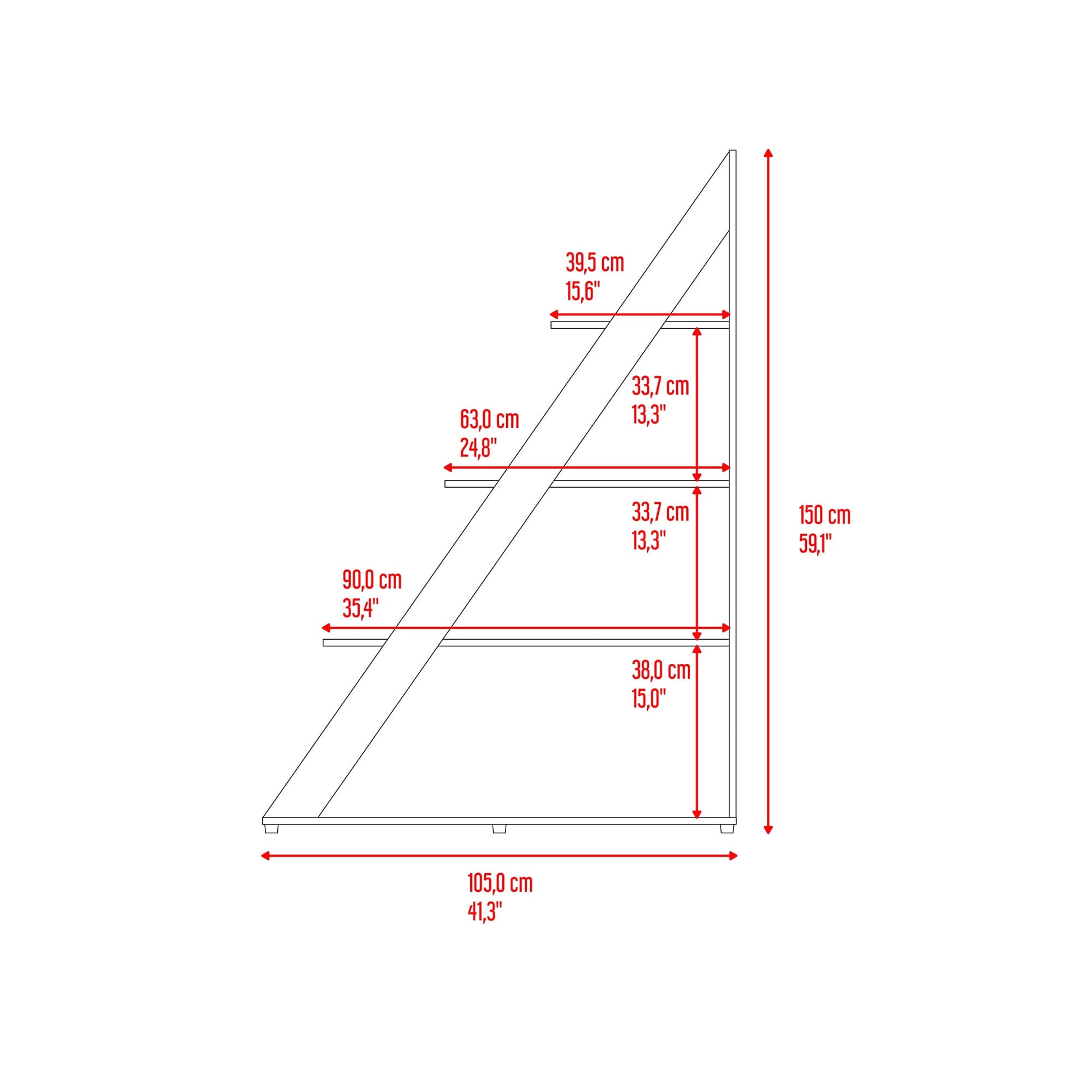 Biblioteca Diagonal Lorain 151X105X34 Rta Fresno Eu