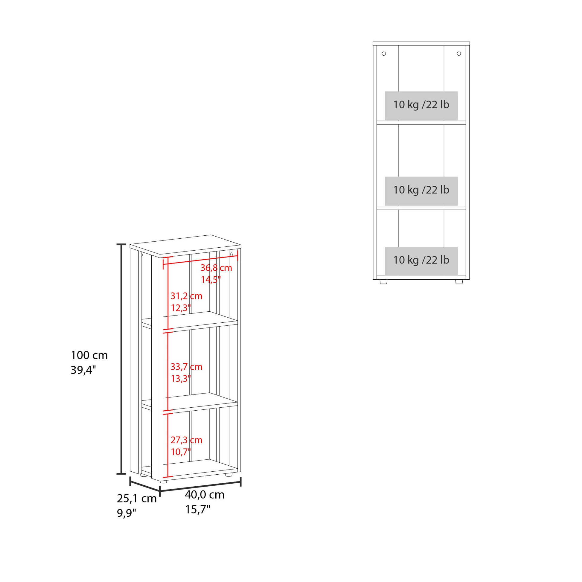 Biblioteca Office 100X40X25 Rta Wengue Zf