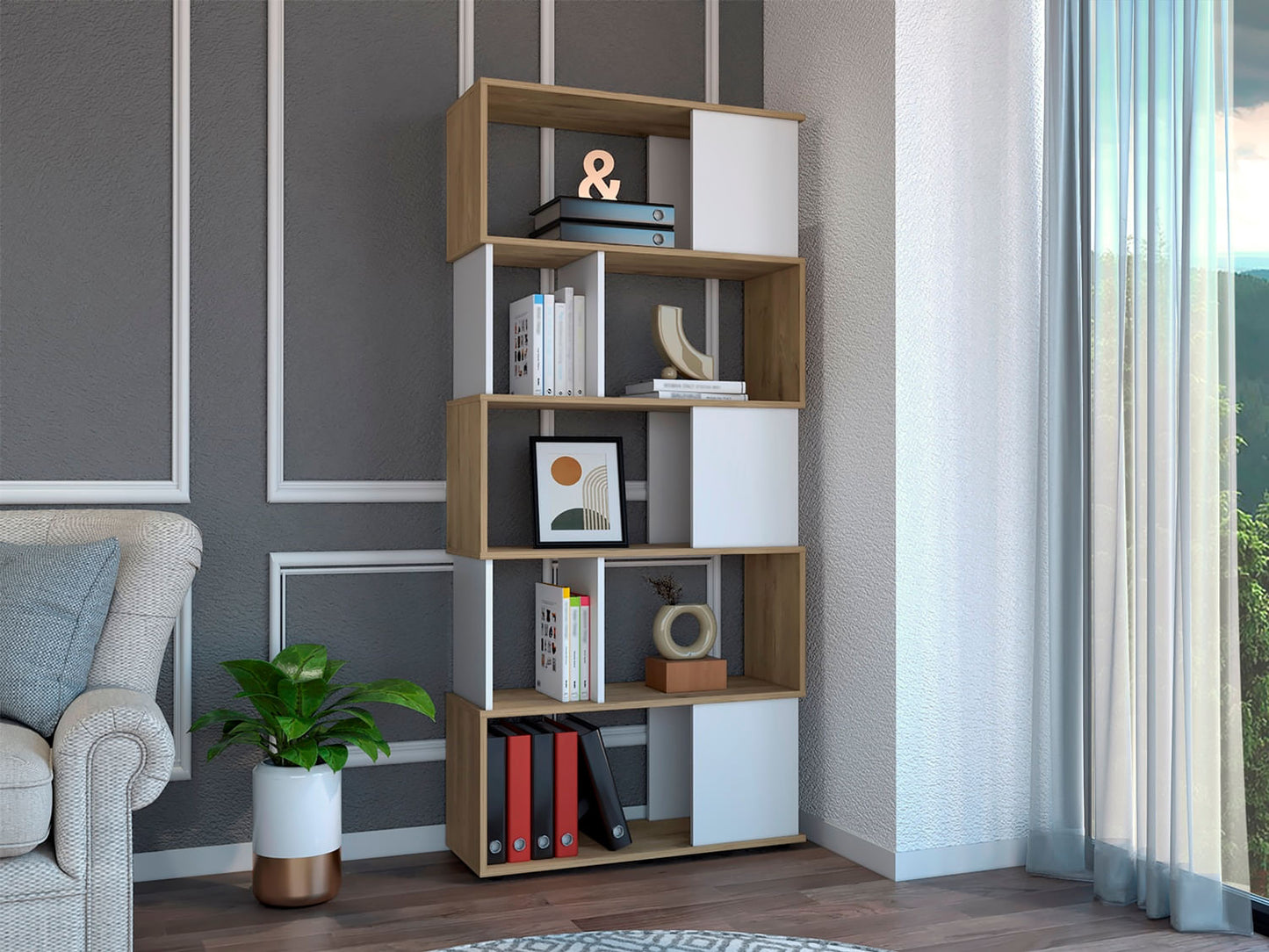 Biblioteca Noah 175 X 80 X 29 Rta Macadamia Blanco
