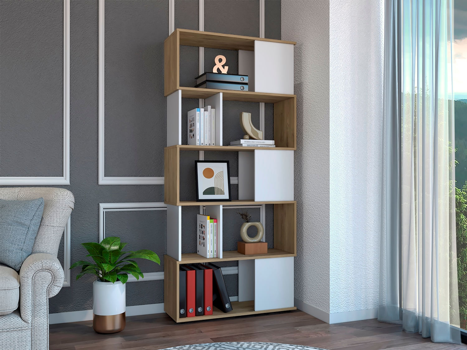 Biblioteca Noah 175 X 80 X 29 Rta Macadamia Blanco