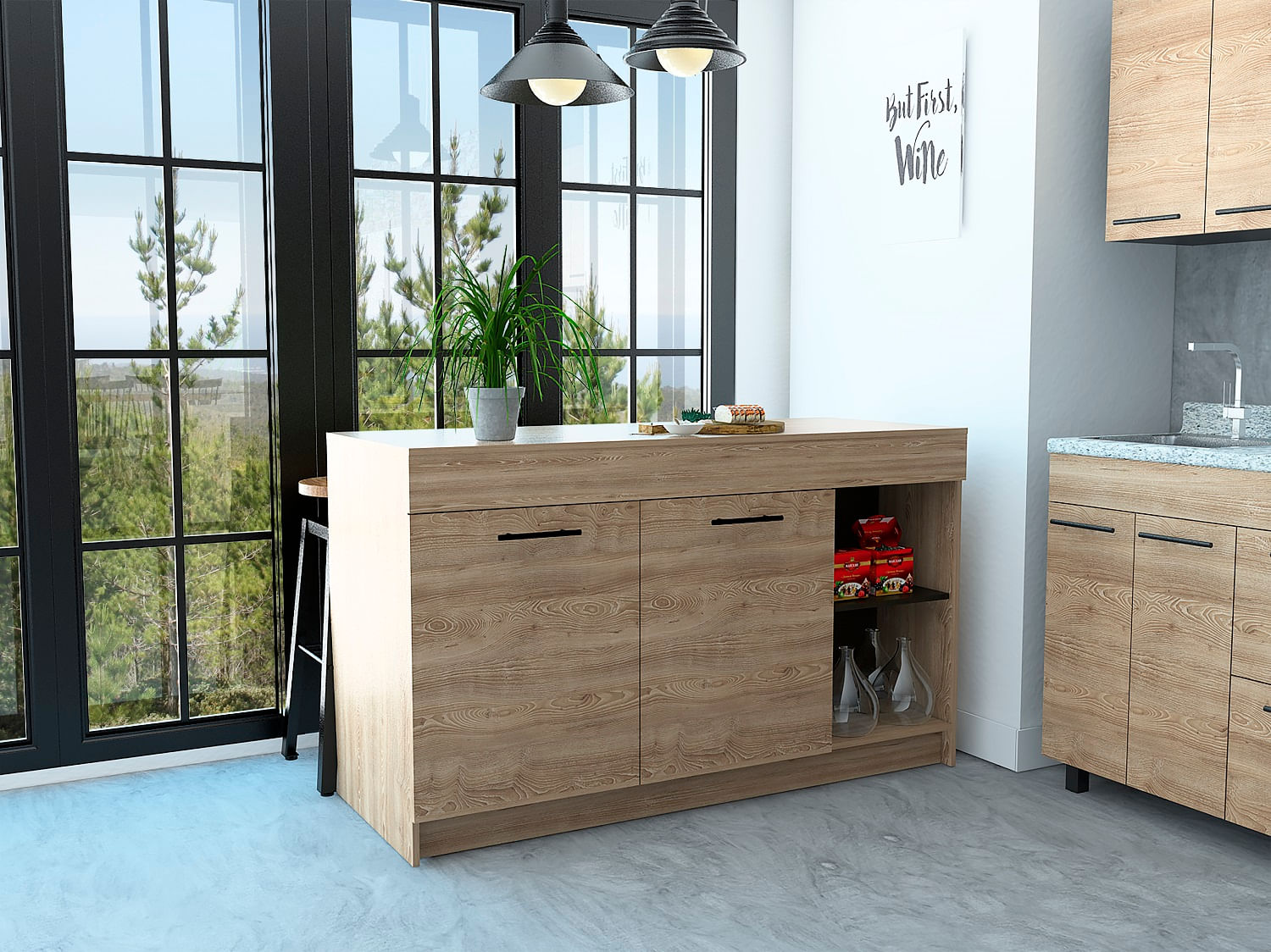 Barra De Cocina Luna Miel Wengue