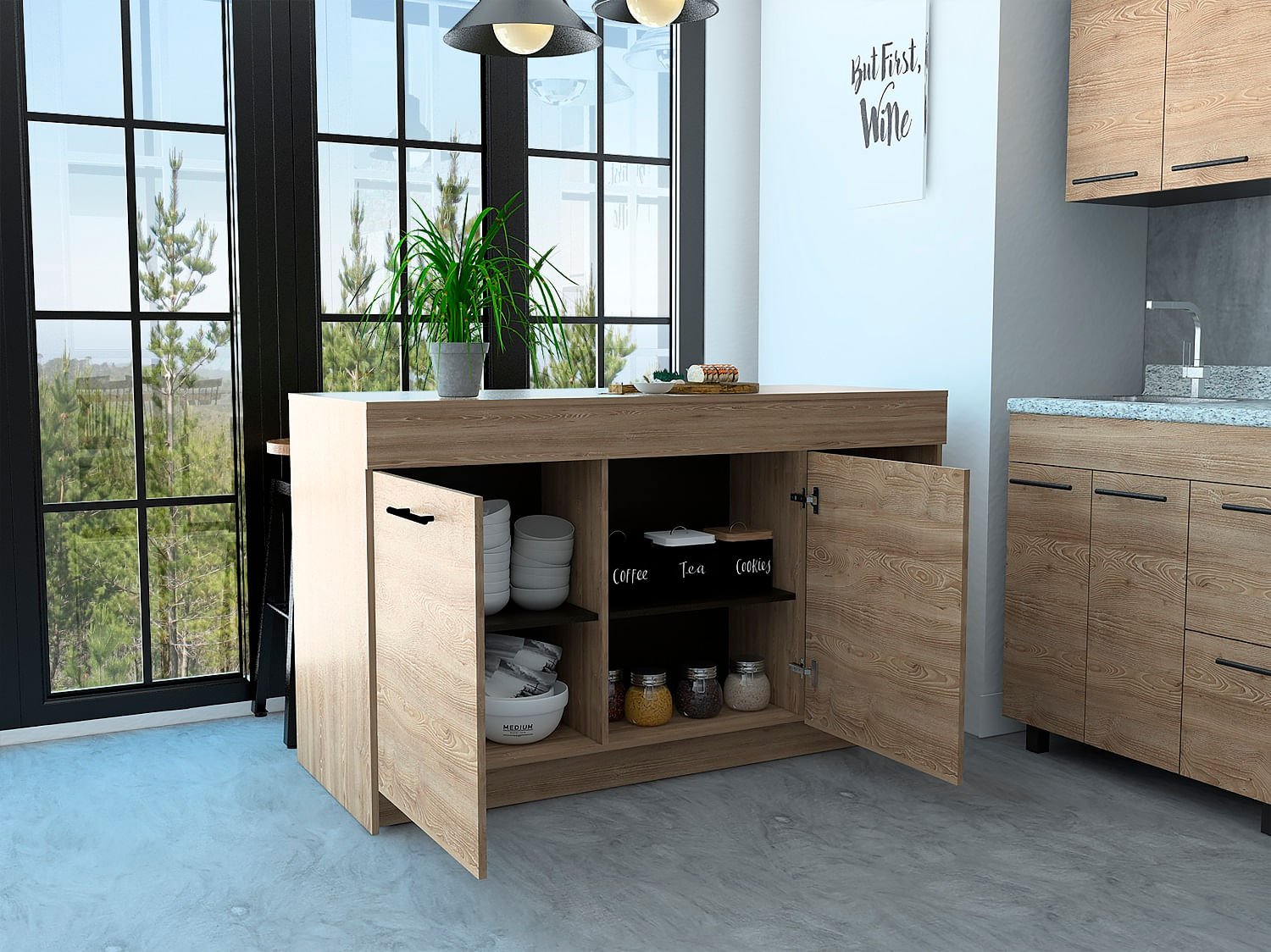 Barra De Cocina Luna Miel Wengue