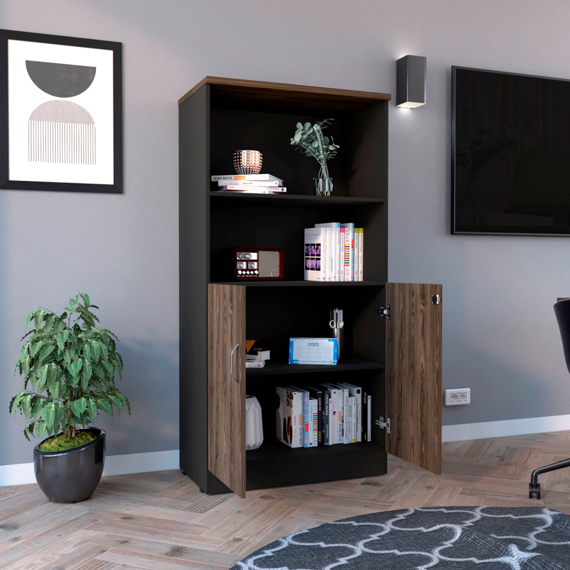 Biblioteca Home Office 2P + 2E Rta Wengue Milan