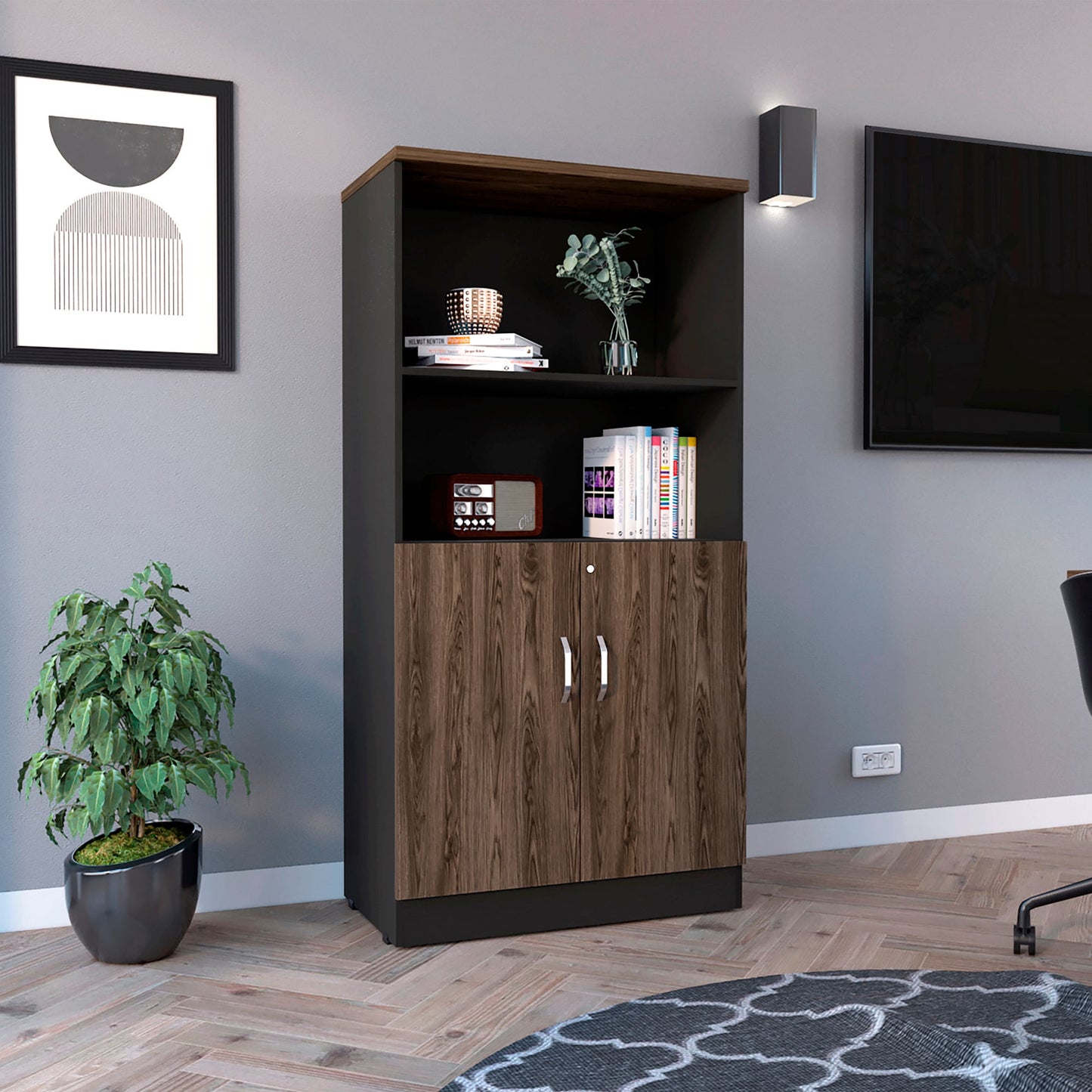 Biblioteca Home Office 2P + 2E Rta Wengue Milan