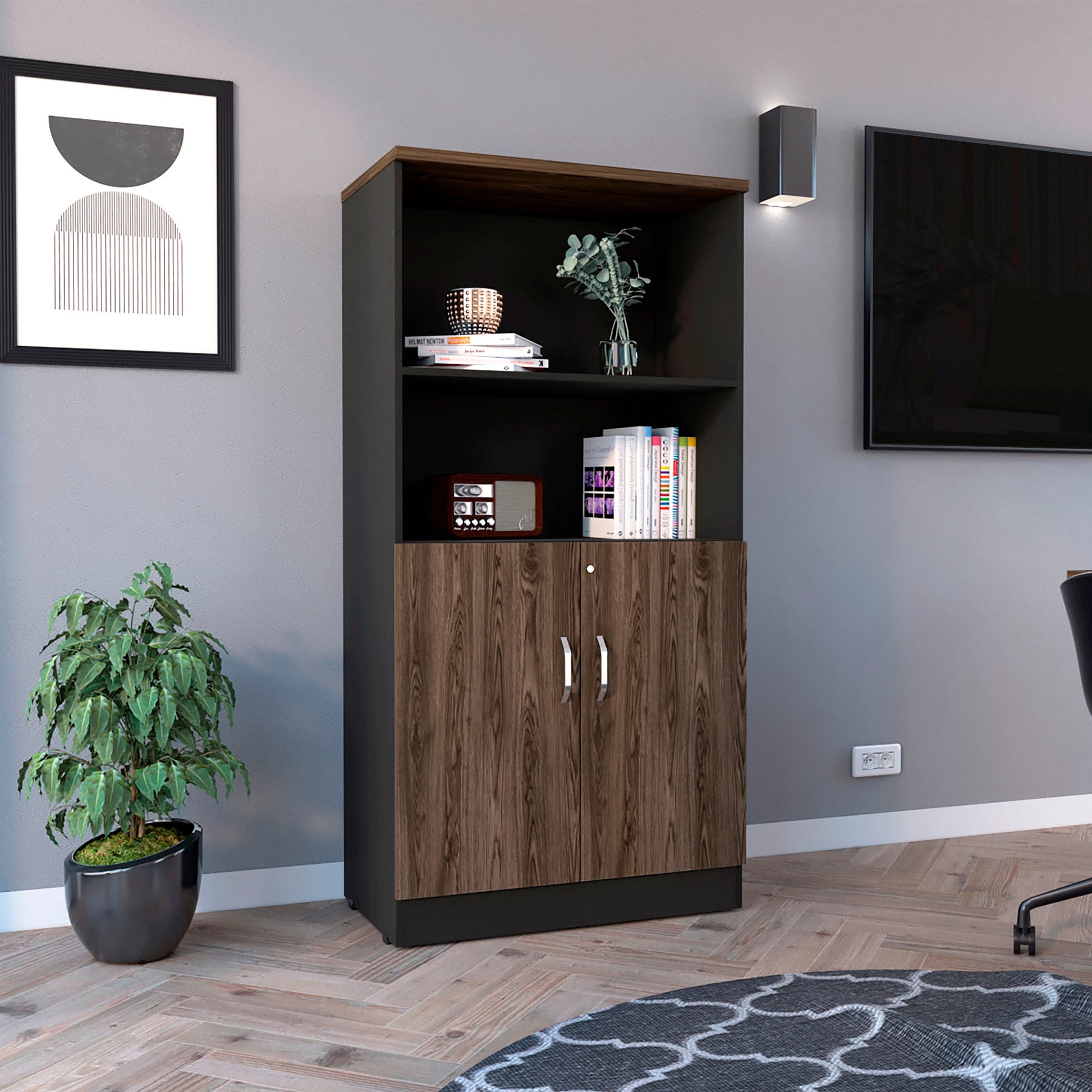 Biblioteca Home Office 2P + 2E Rta Wengue Milan