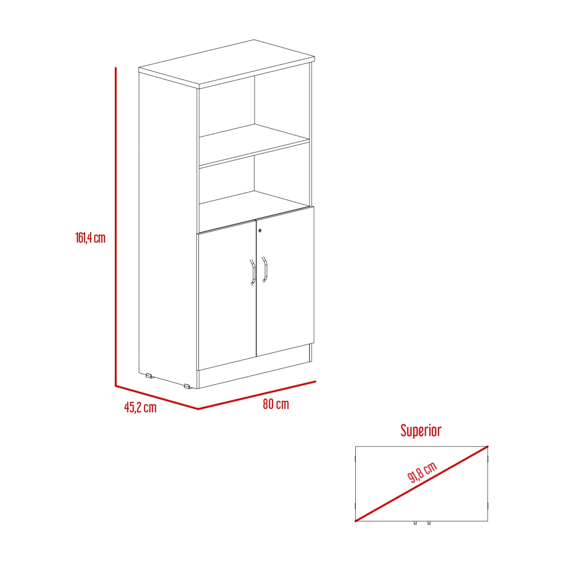 Biblioteca Home Office 2P + 2E Rta Wengue Milan