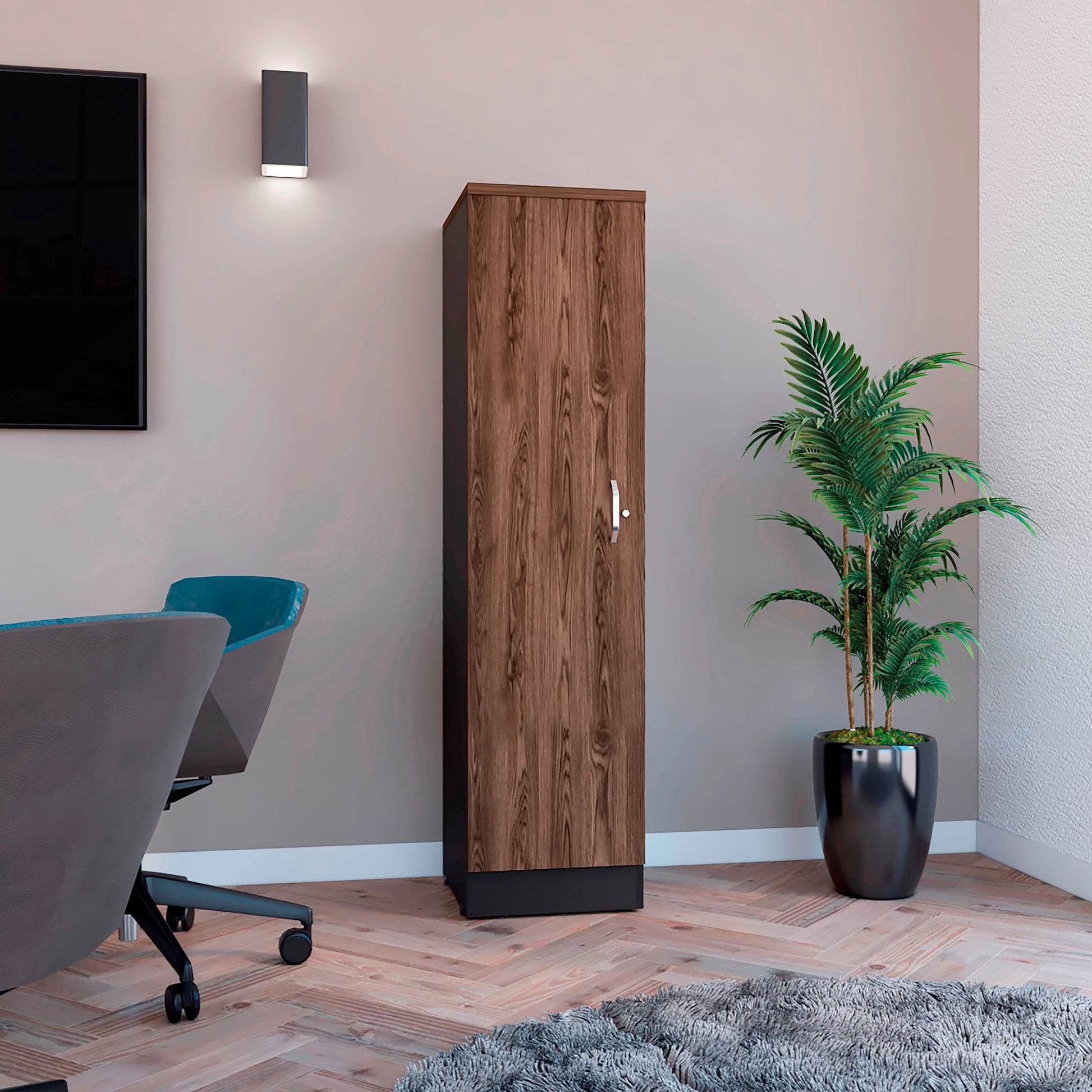 Biblioteca Home Office 1 Puerta 161X40 Rta Milan Wengue