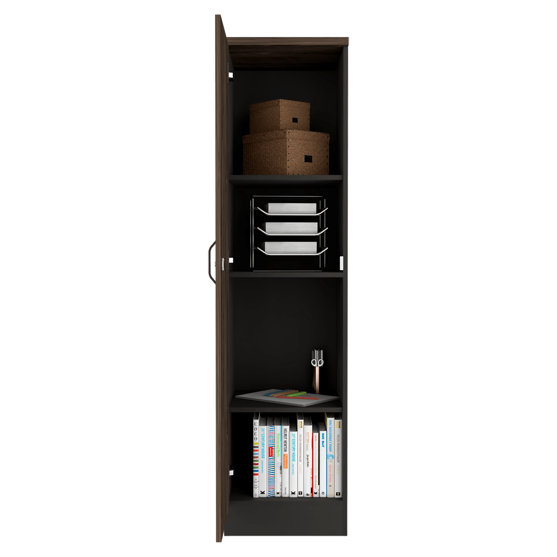 Biblioteca Home Office 1 Puerta 161X40 Rta Milan Wengue