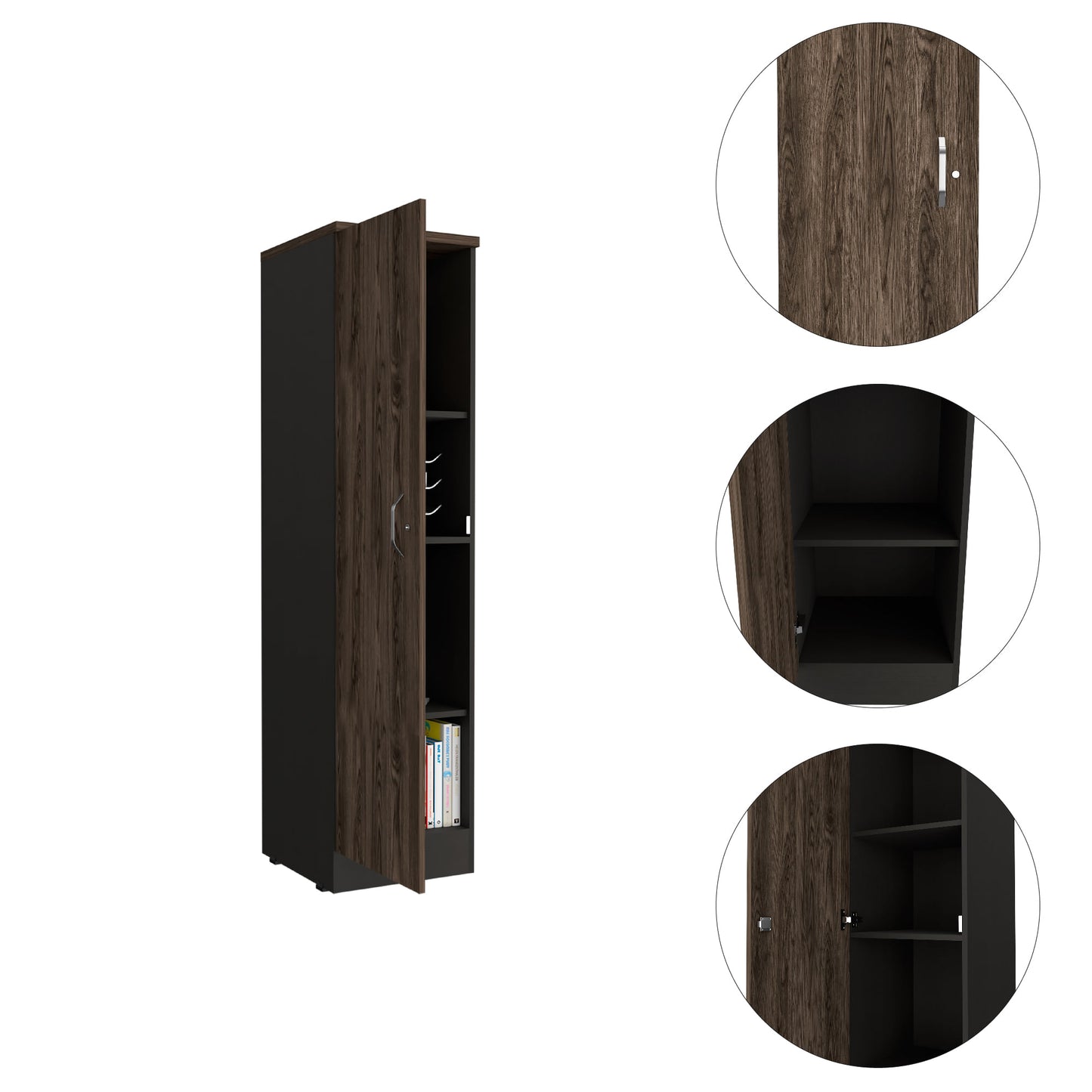 Biblioteca Home Office 1 Puerta 161X40 Rta Milan Wengue