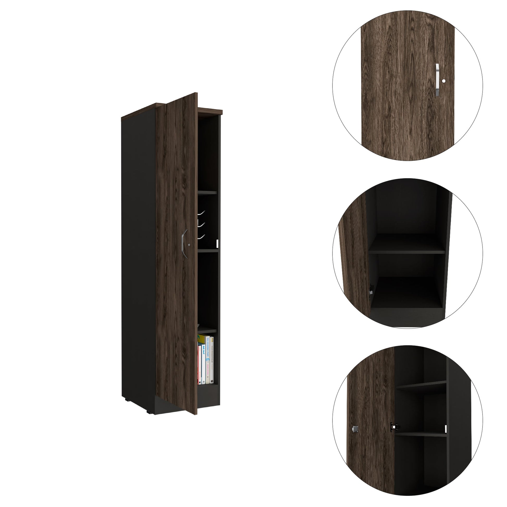 Biblioteca Home Office 1 Puerta 161X40 Rta Milan Wengue