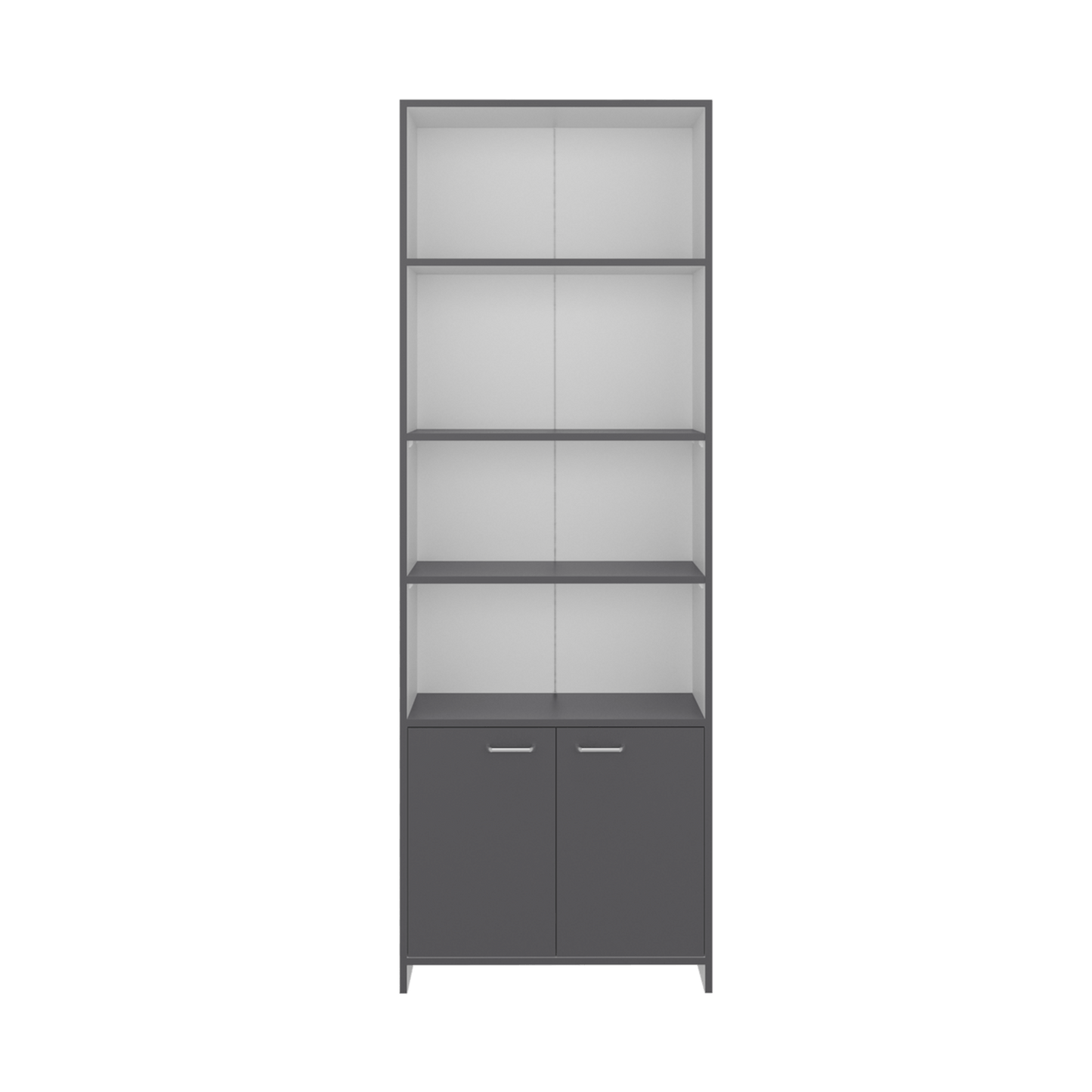 Biblioteca Lisa 180 Con Puertas 180X63X26 Rta Plomo Blanco Zf