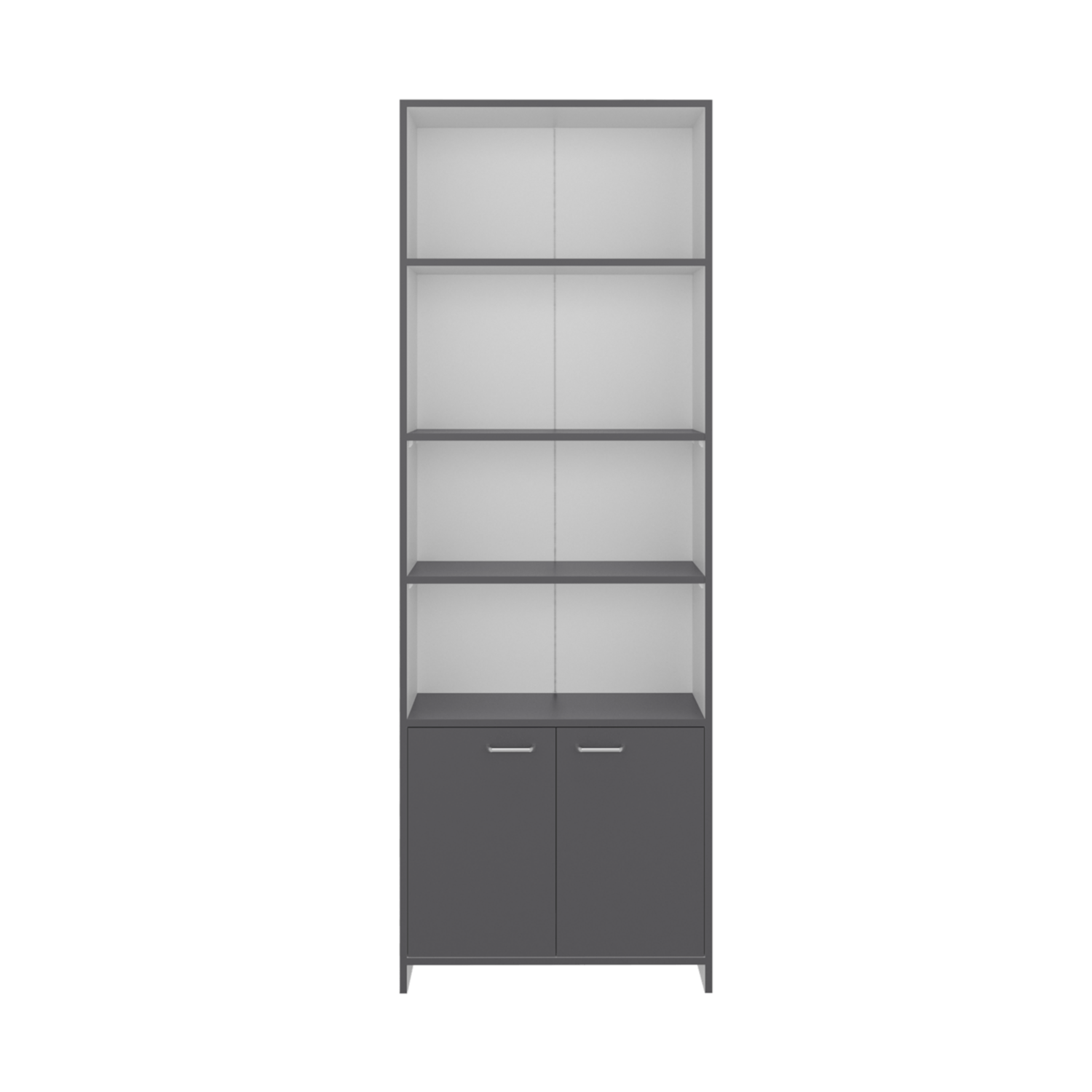 Biblioteca Lisa 180 Con Puertas 180X63X26 Rta Plomo Blanco Zf