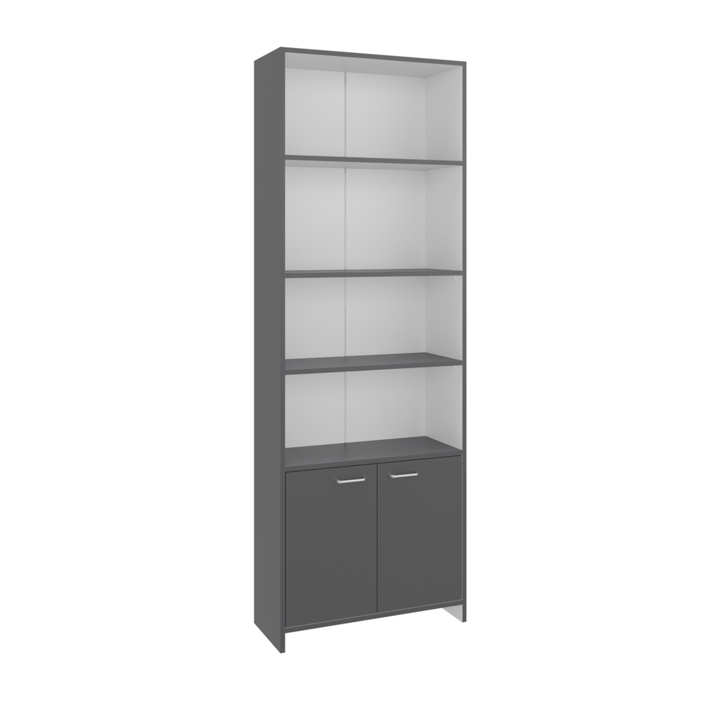 Biblioteca Lisa 180 Con Puertas 180X63X26 Rta Plomo Blanco Zf