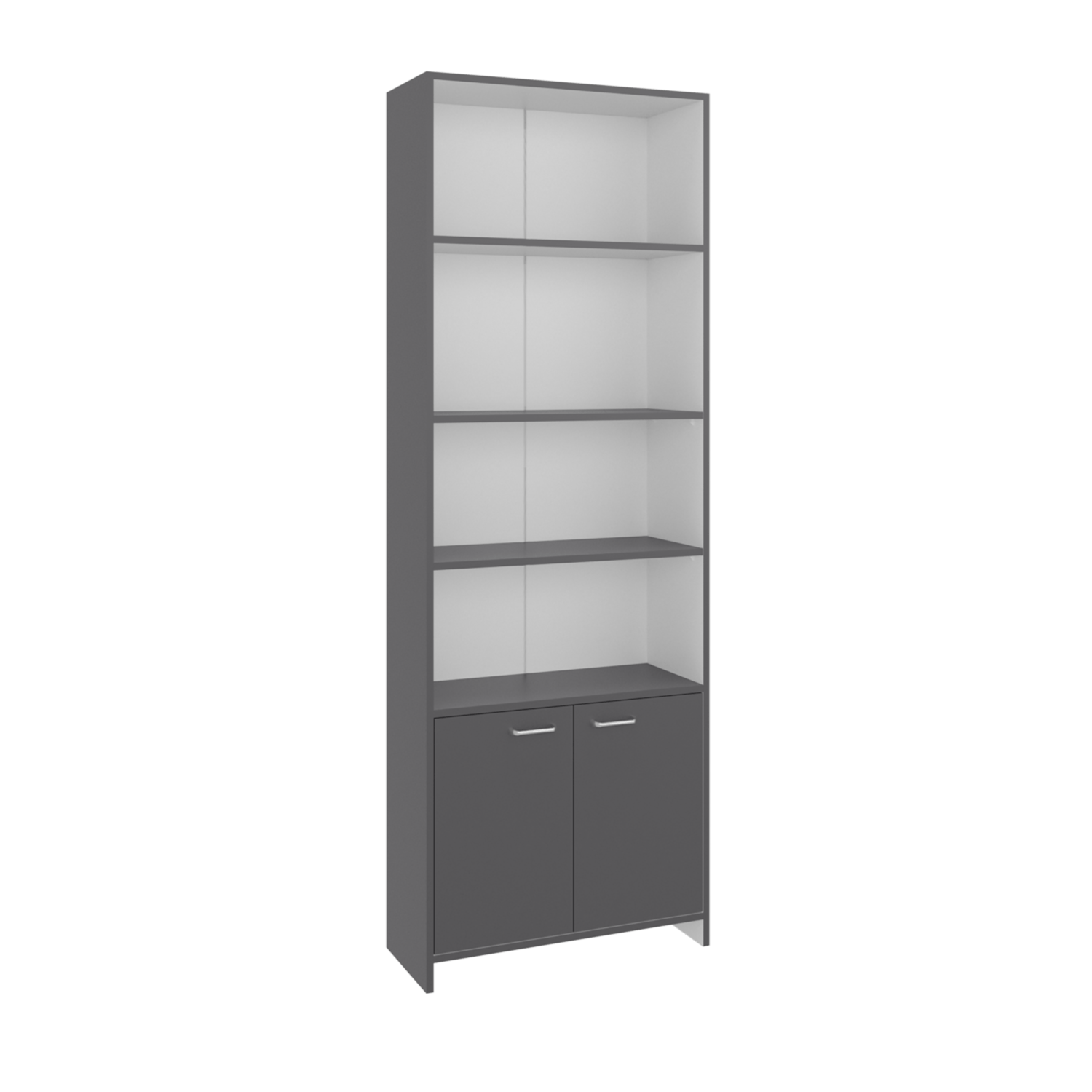 Biblioteca Lisa 180 Con Puertas 180X63X26 Rta Plomo Blanco Zf