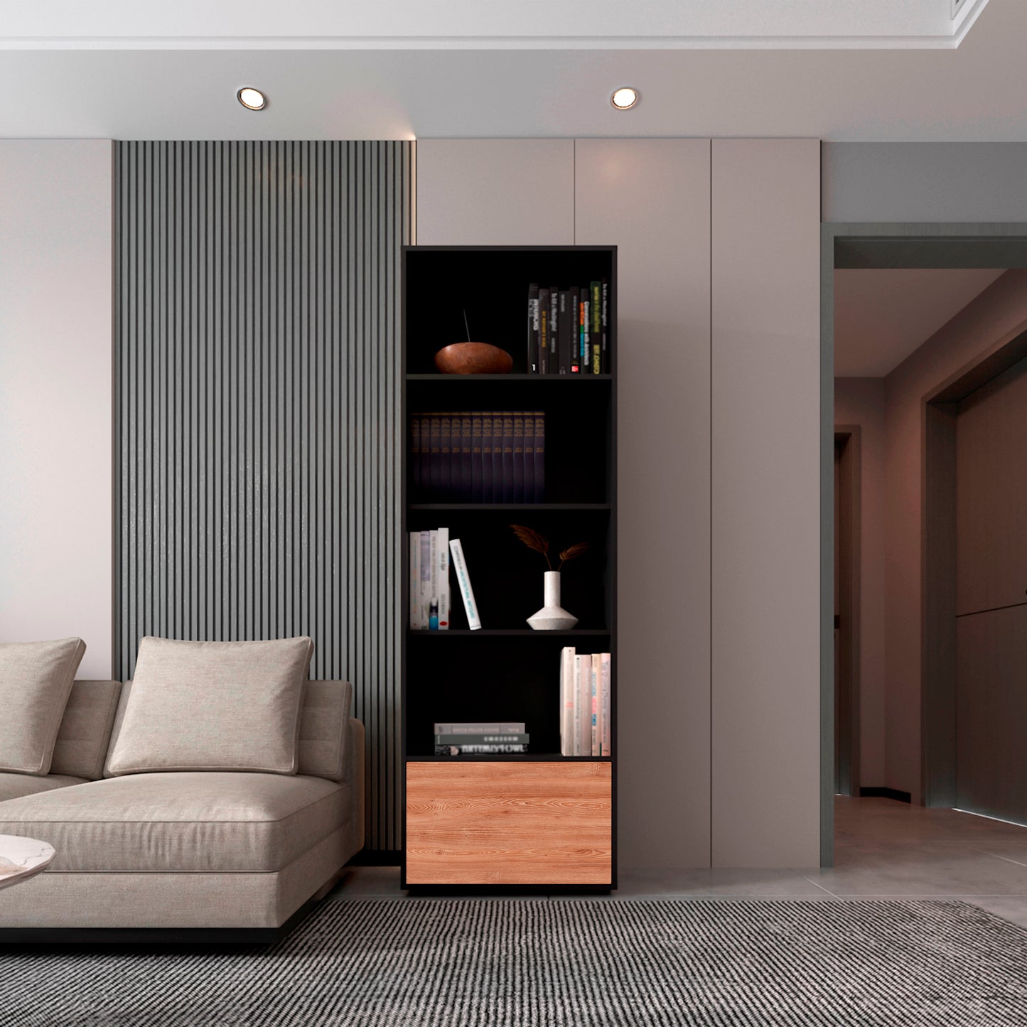 Biblioteca Funes Eco 180 X 60 1P Rta Wengue Miel