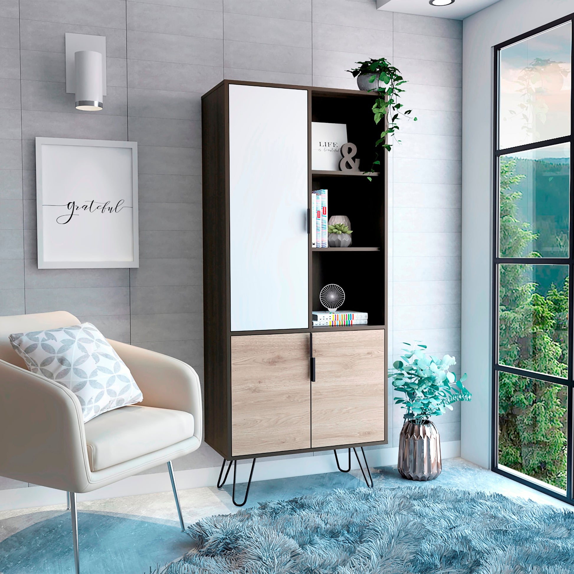 Biblioteca Borealis 179X72X35 Rta Carbon Blanco Bardolino