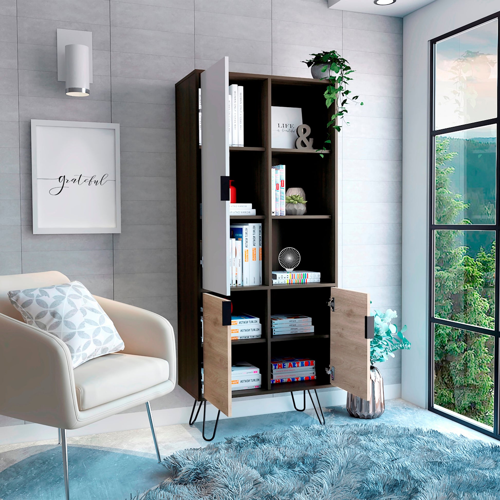 Biblioteca Borealis 179X72X35 Rta Carbon Blanco Bardolino