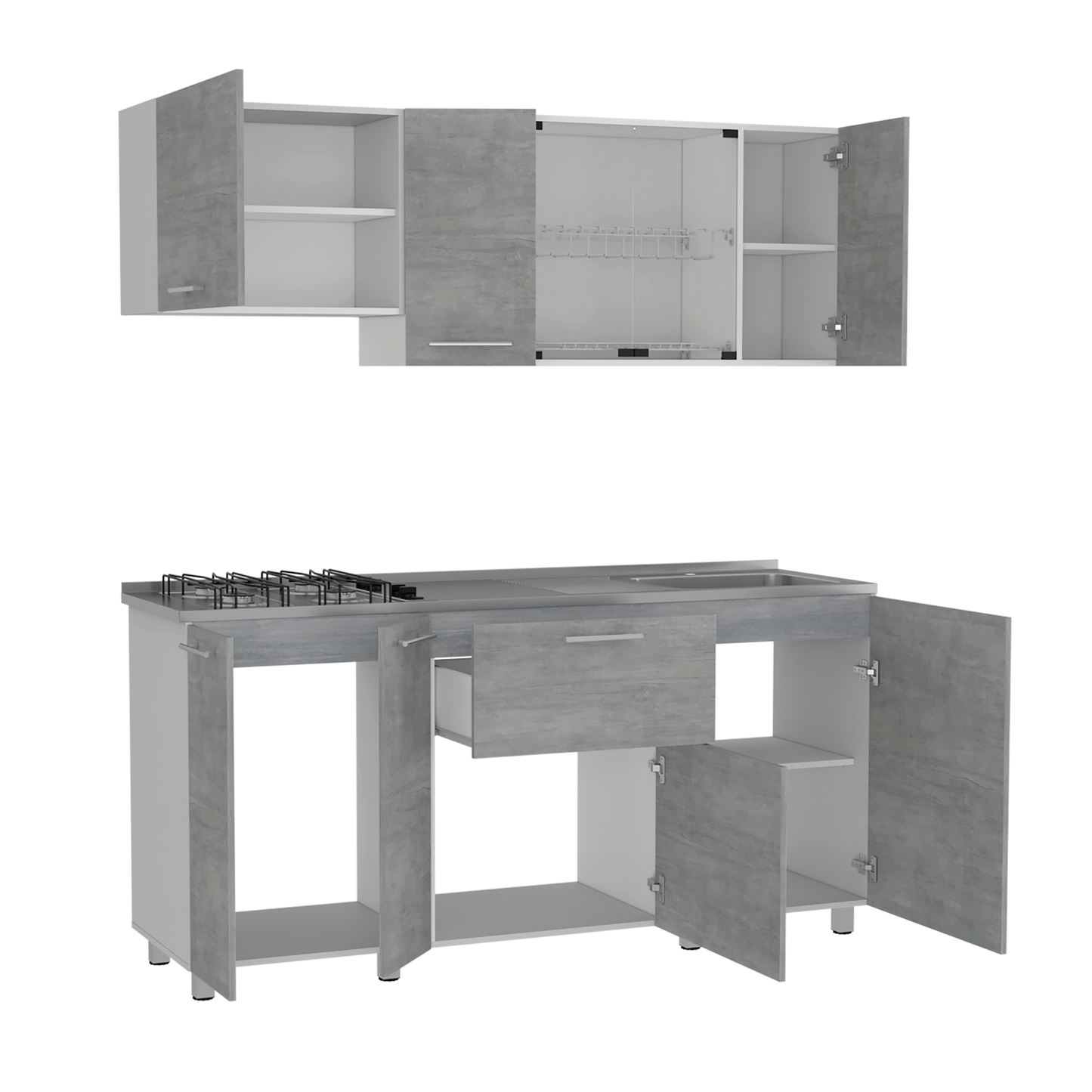 Cocina 180 Linar Rta Blanco + Cemento Zf