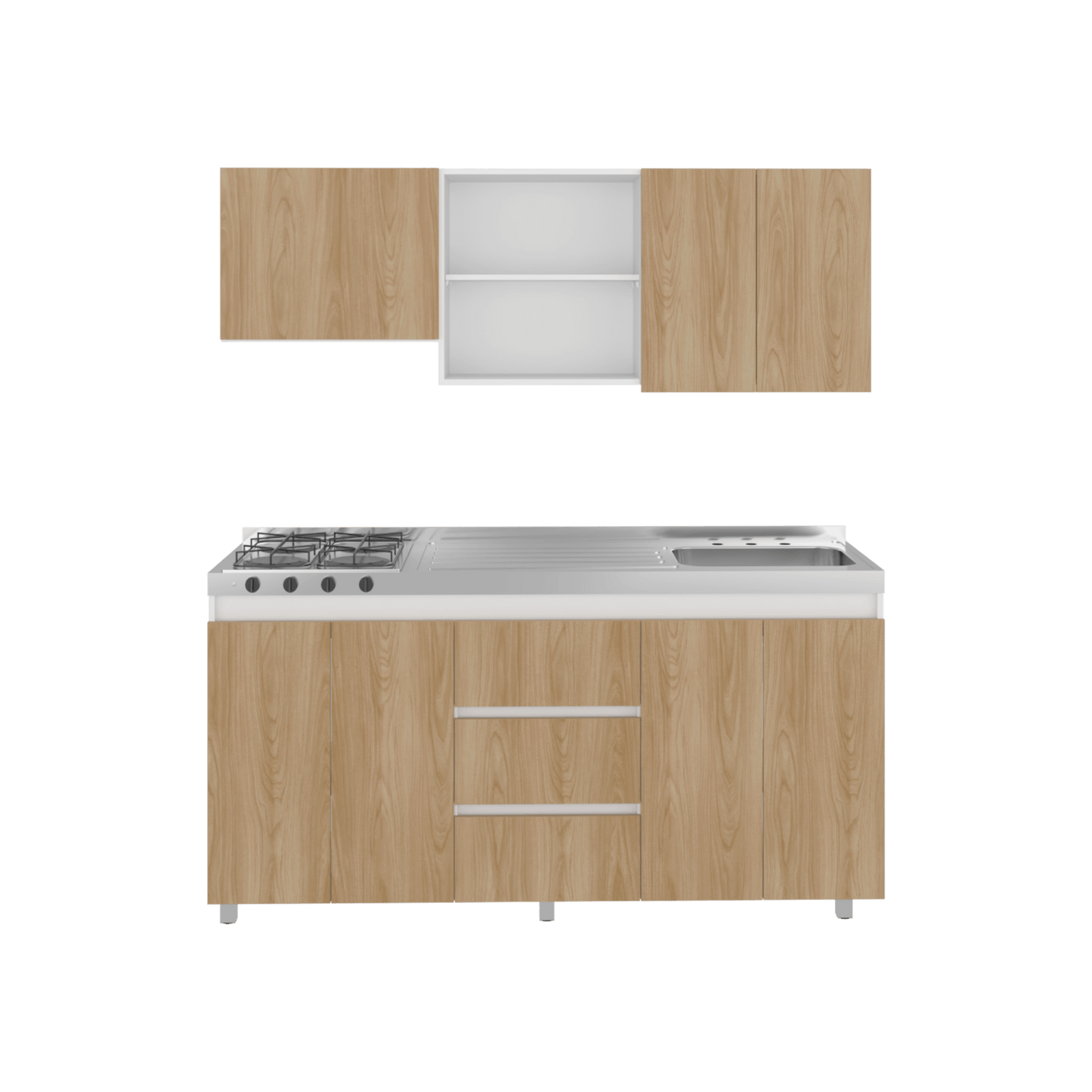 Cocina Boreal Derecha 210X180X50 Rta Blanco Fresno