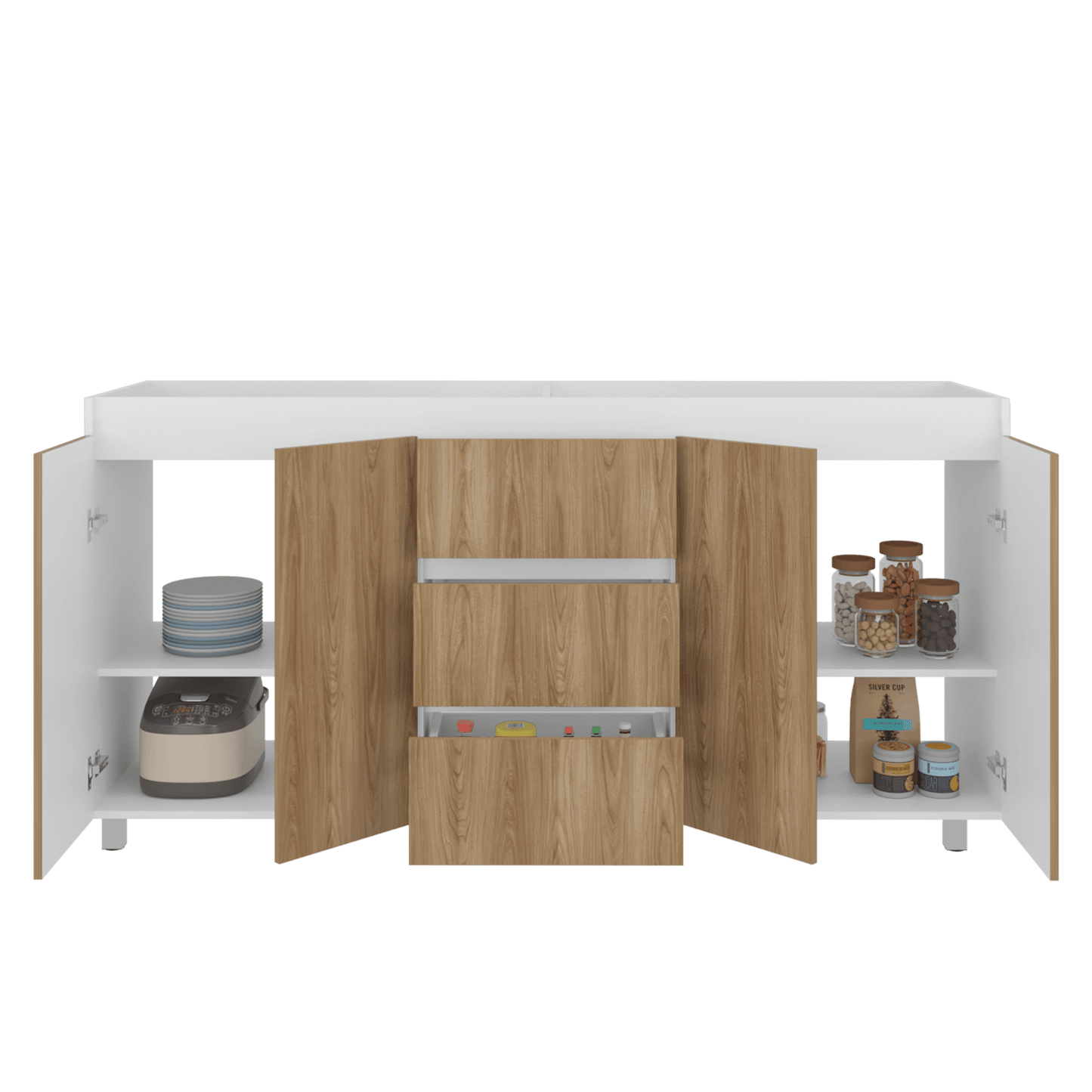 Mueble Inferior Cocina 180 Boreal 89X179X49 Rta Blanco Mqz Fresno Eu