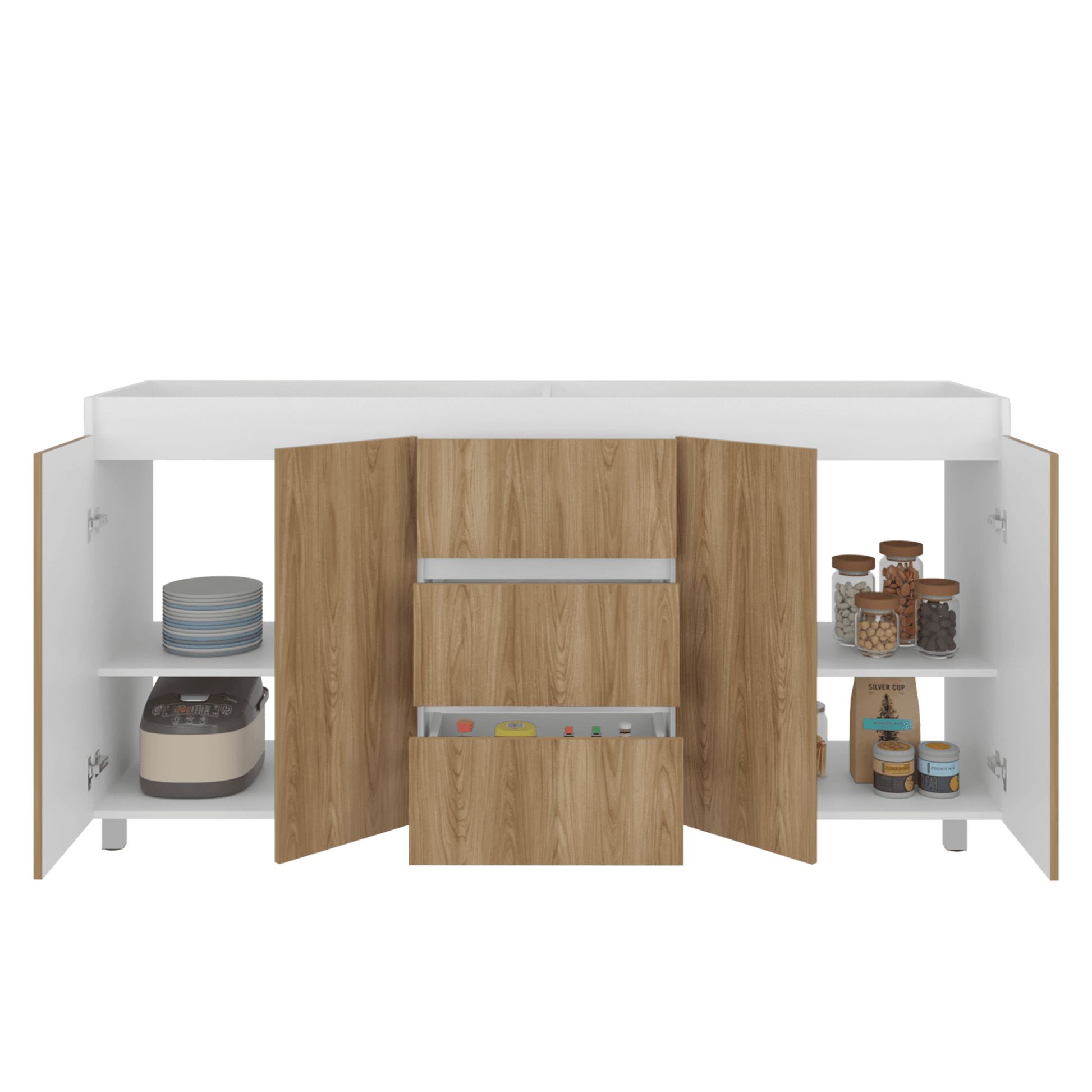 Mueble Inferior Cocina 180 Boreal 89X179X49 Rta Blanco Mqz Fresno Eu