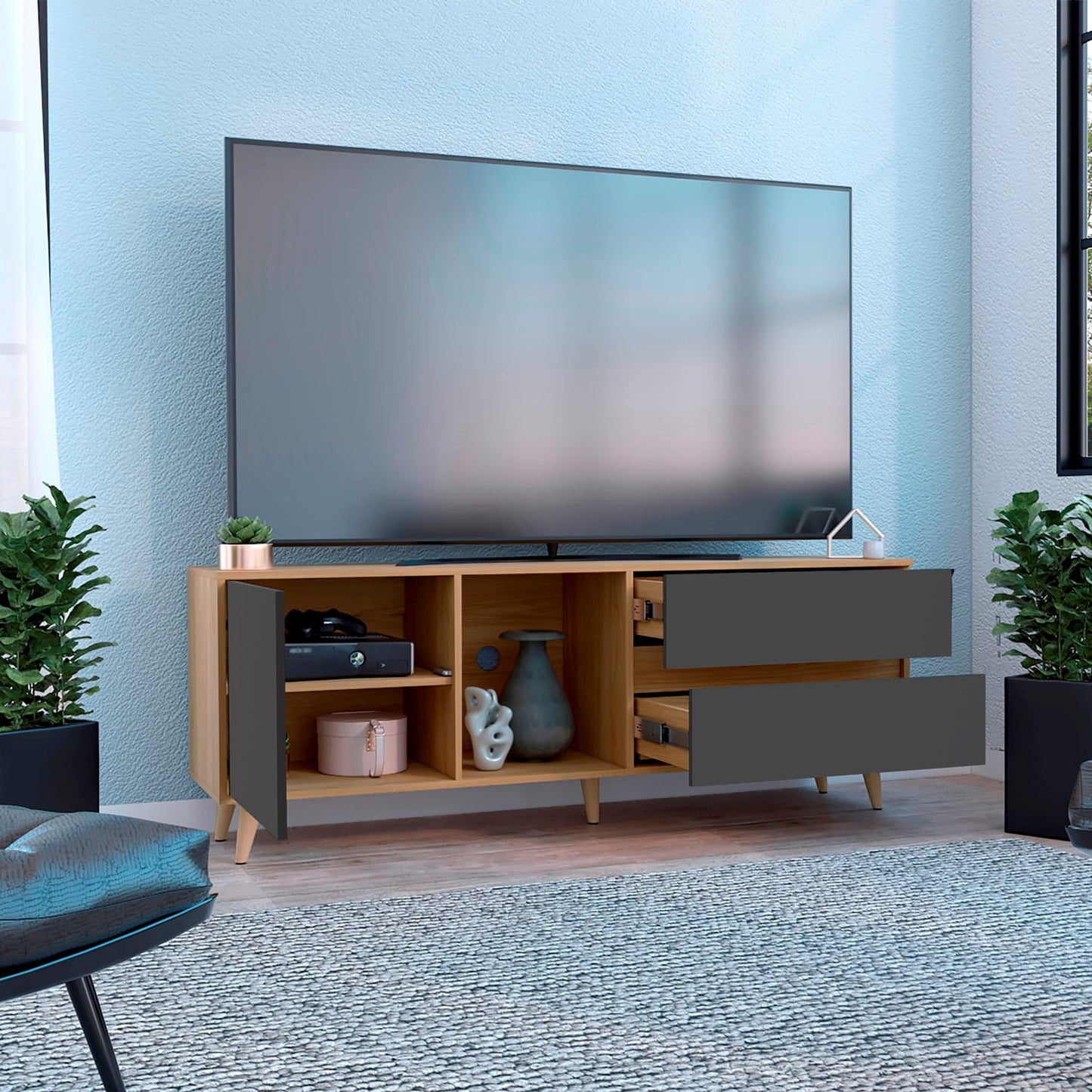 Rack Para Tv Salem 58X158X38 Rta Fresno Plomo