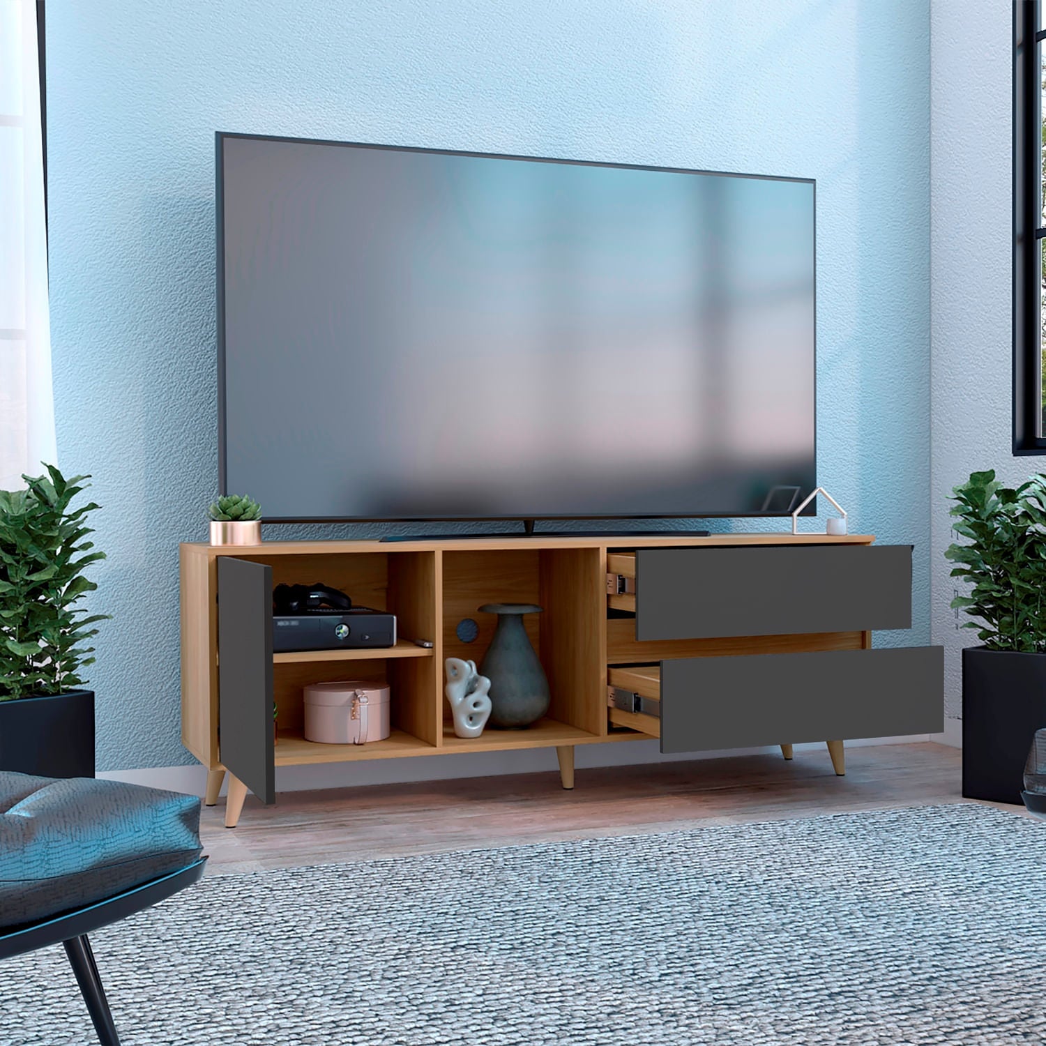 Rack Para Tv Salem 58X158X38 Rta Fresno Plomo