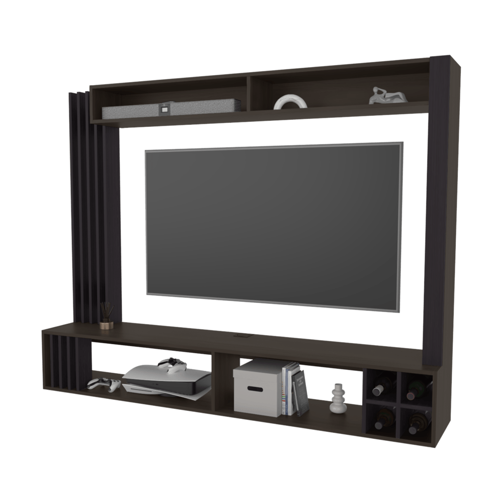 Centro De Entretenimiento Bremmen 55" 140X180X35 Rta Wengue Nogal Zf