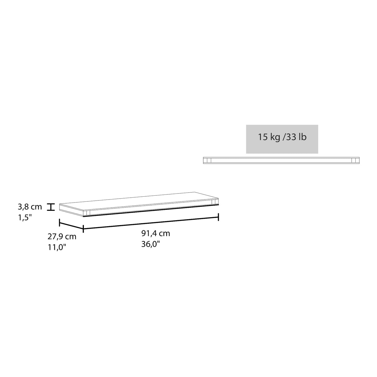 Repisa Flotante Shelf 2 Unds 3X91X27 Rta Wengue Zf