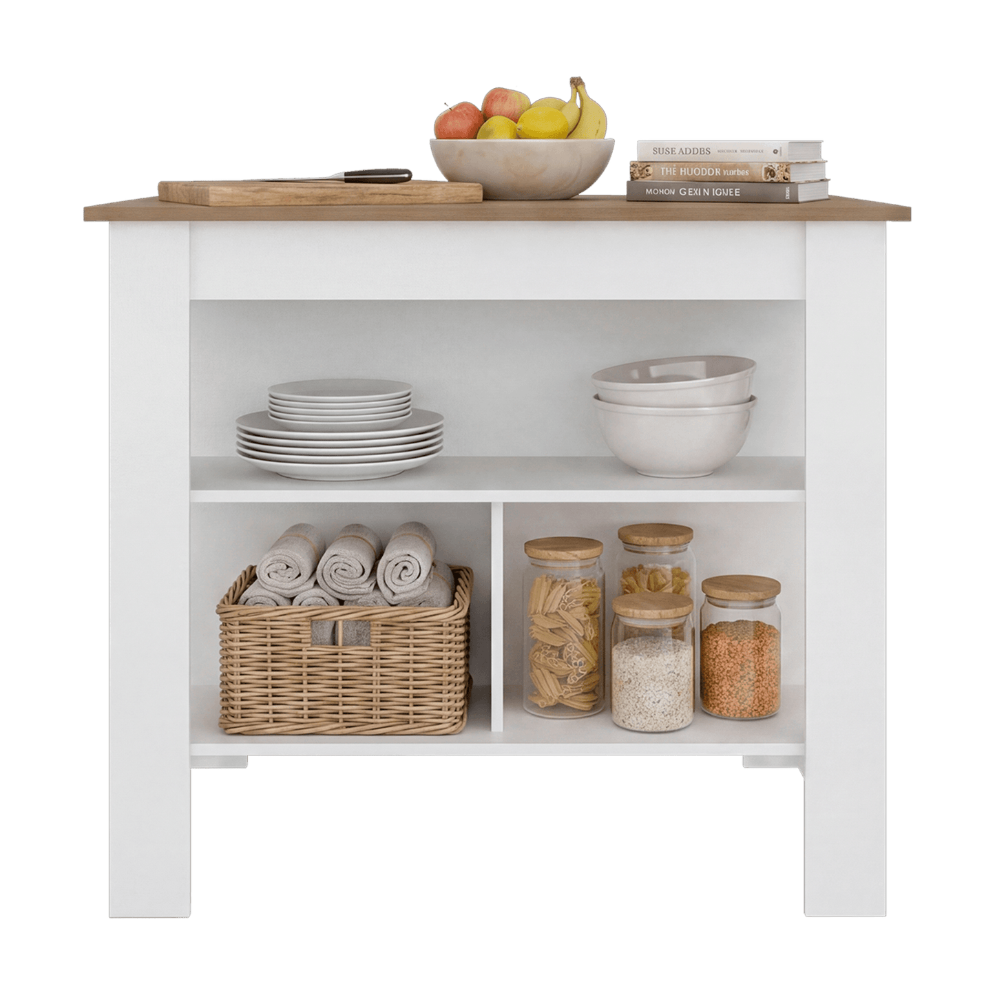 Isla De Cocina Cala 90X103X70 Rta Blanco Fresno Zf
