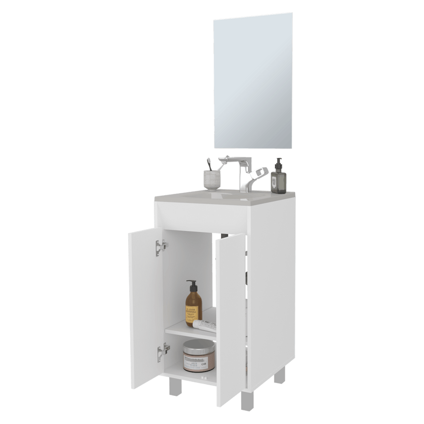 Set Mueble De Baño Brandy + Espejo 84X45X45 Rta Bolonia Blanco Mqz Zf