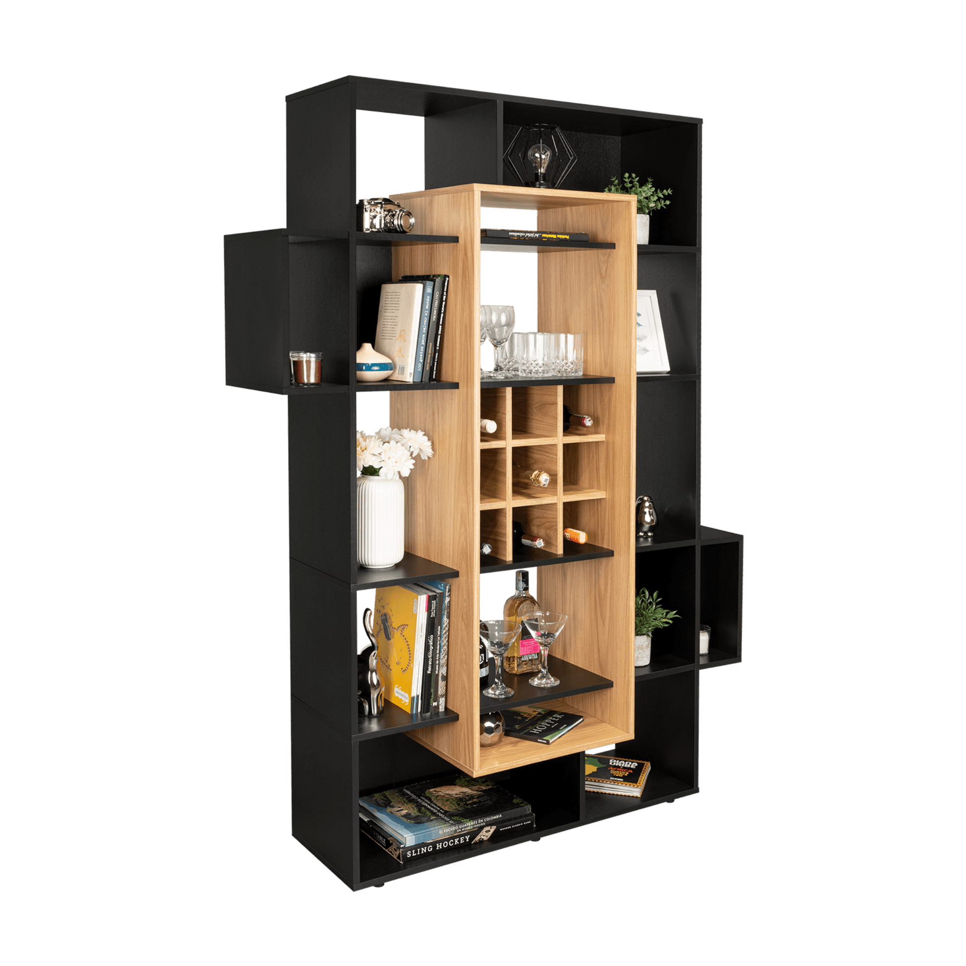 Biblioteca Bar Asimetrica Simba 180X128X38 Rta Wengue Fresno