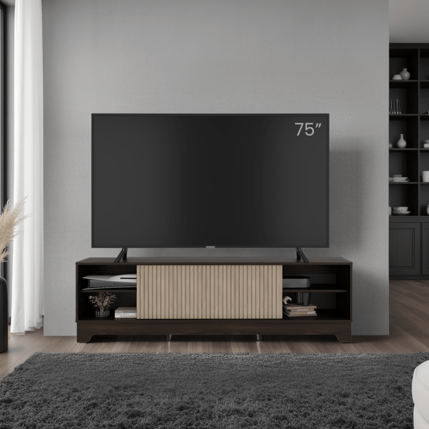 Mueble De Entretenimiento Smith 75 52X180X36 Rta Nogal Roble Natural