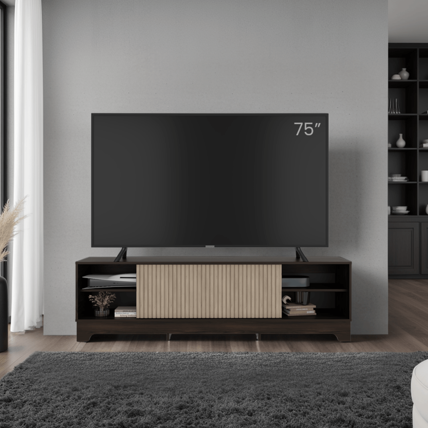 Mueble De Entretenimiento Smith 75 52X180X36 Rta Nogal Roble Natural